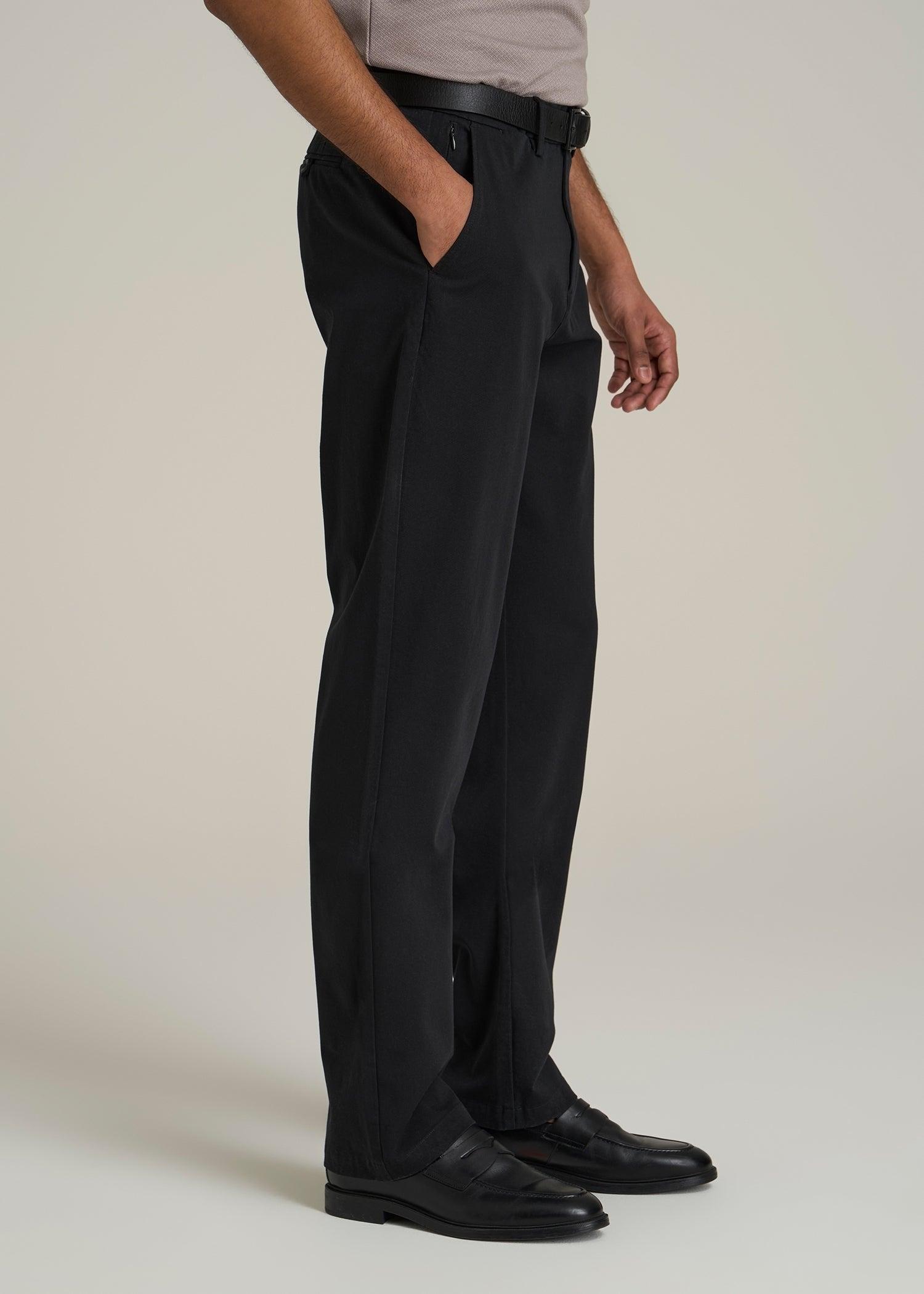 4 Way Stretch Commuter RELAXED Chino Pants for Tall Men in Black Product Image