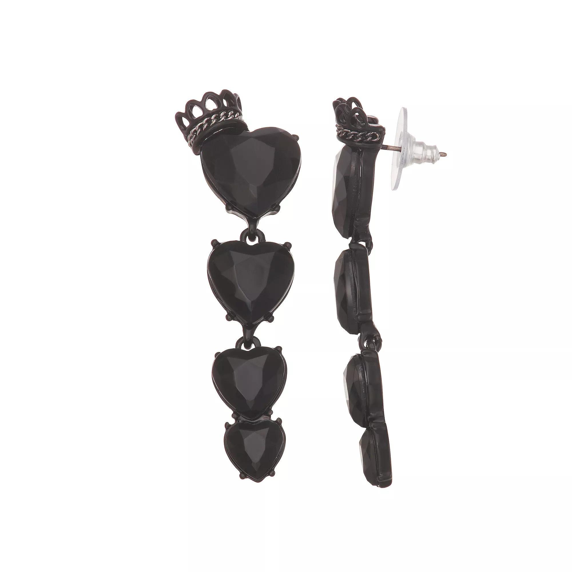 Simply Vera Vera Wang Jet Tone Heart Linear Post Earrings, Womens, Black Product Image