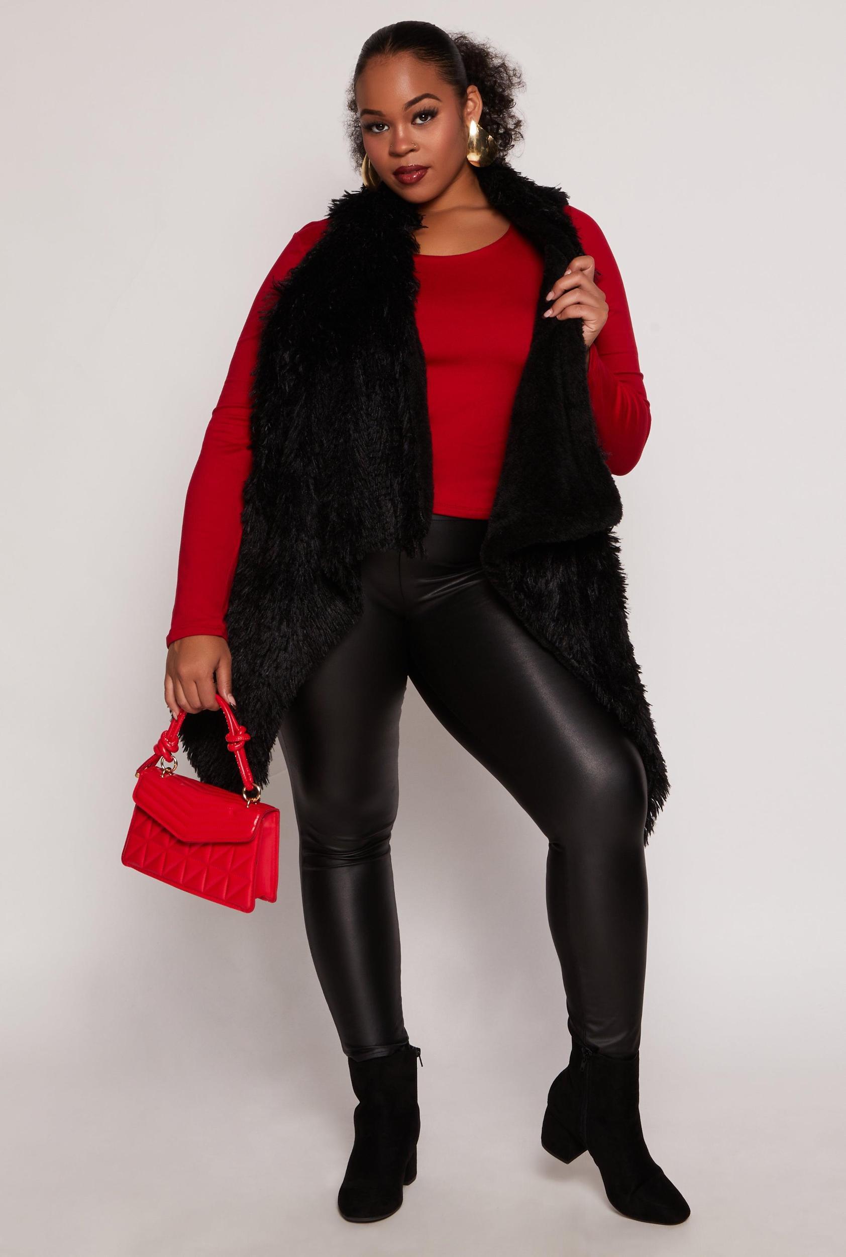 Womens Faux Fur Reversible Sleeveless Poncho Product Image
