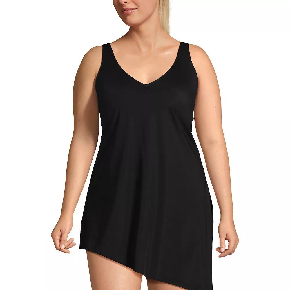 Plus Size Lands End Slender Suit Fauxkini Low Leg One Piece Swimsuit, Womens Product Image