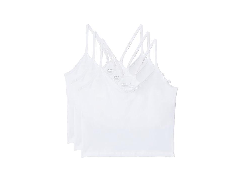 Women's White Everyday Shelf Bra Cropped Camisole 3-Pack L Product Image