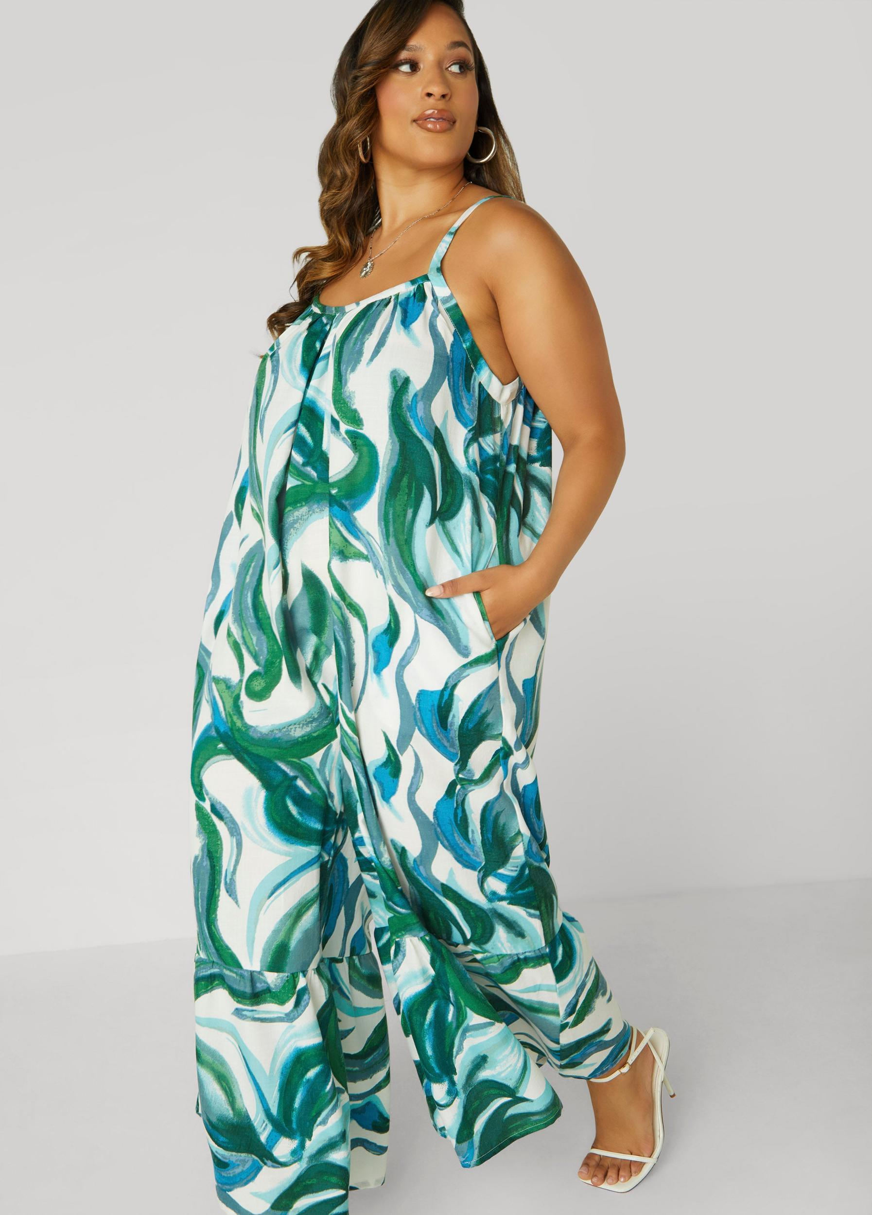 Swirl Print Wide Leg Jumpsuit Product Image