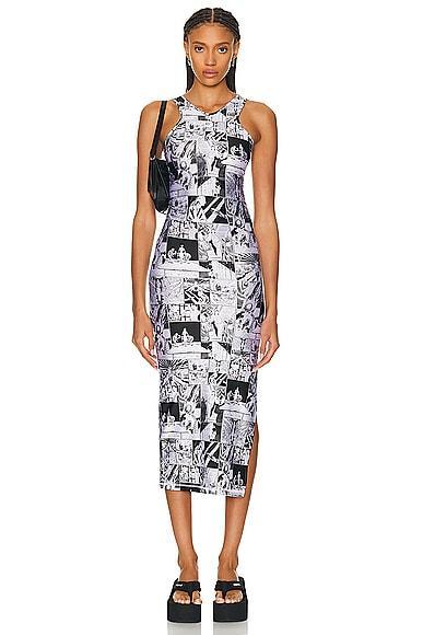 Coperni Tank Top Dress in Black,White Product Image