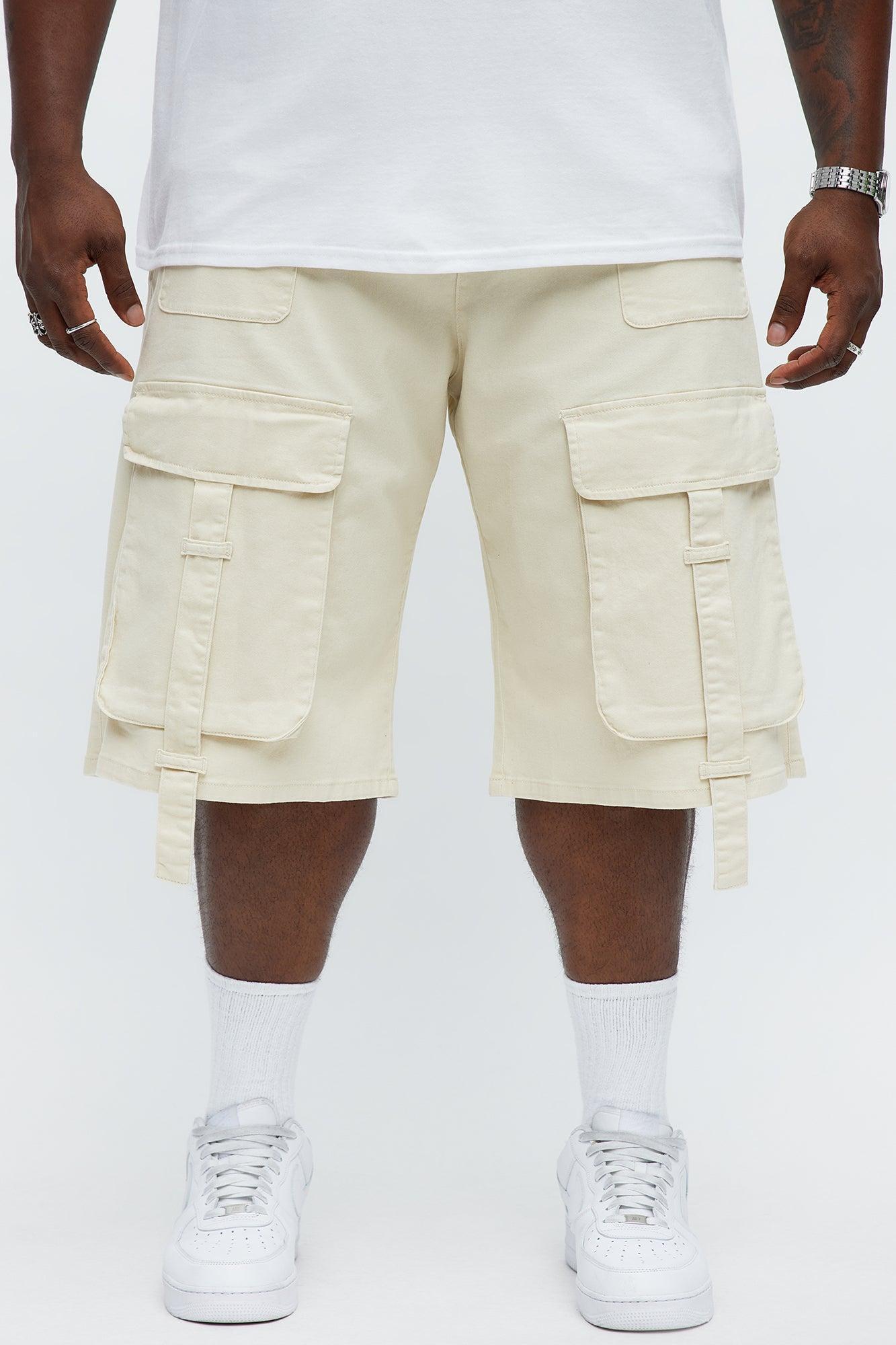 Baggy Oversized Pocket Cargo Shorts - Cream Product Image