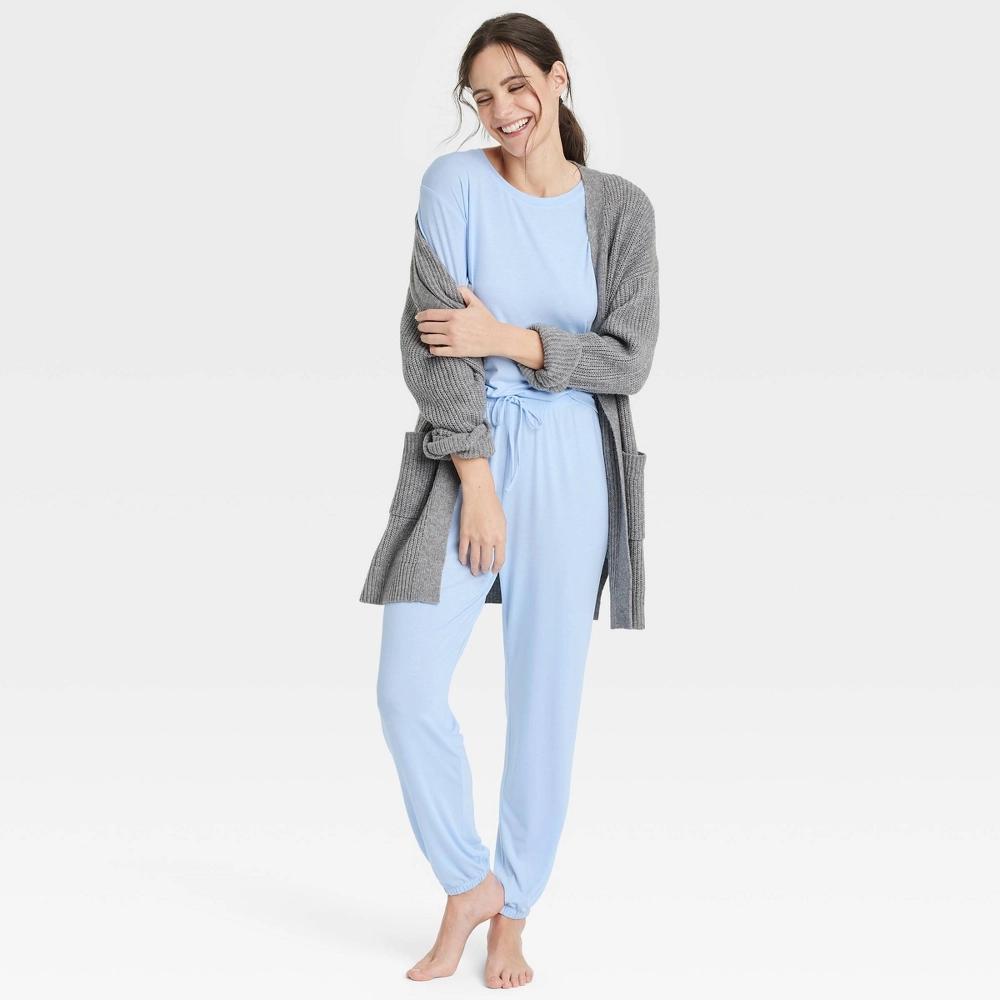 Women's Cooling Jersey Jogger Pajama Pants - Auden™ Coral L: Midweight Knit, Regular Fit, Ankle Length, Front Tie Waist Product Image