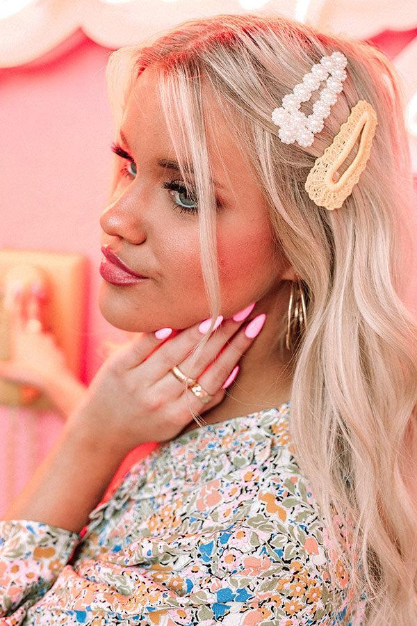 Divine Bliss Hair Clip Set In Yellow Product Image