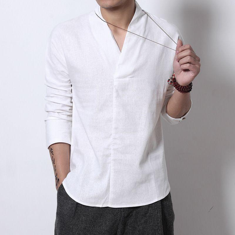 Long-Sleeve V-Neck Plain Top  Product Image