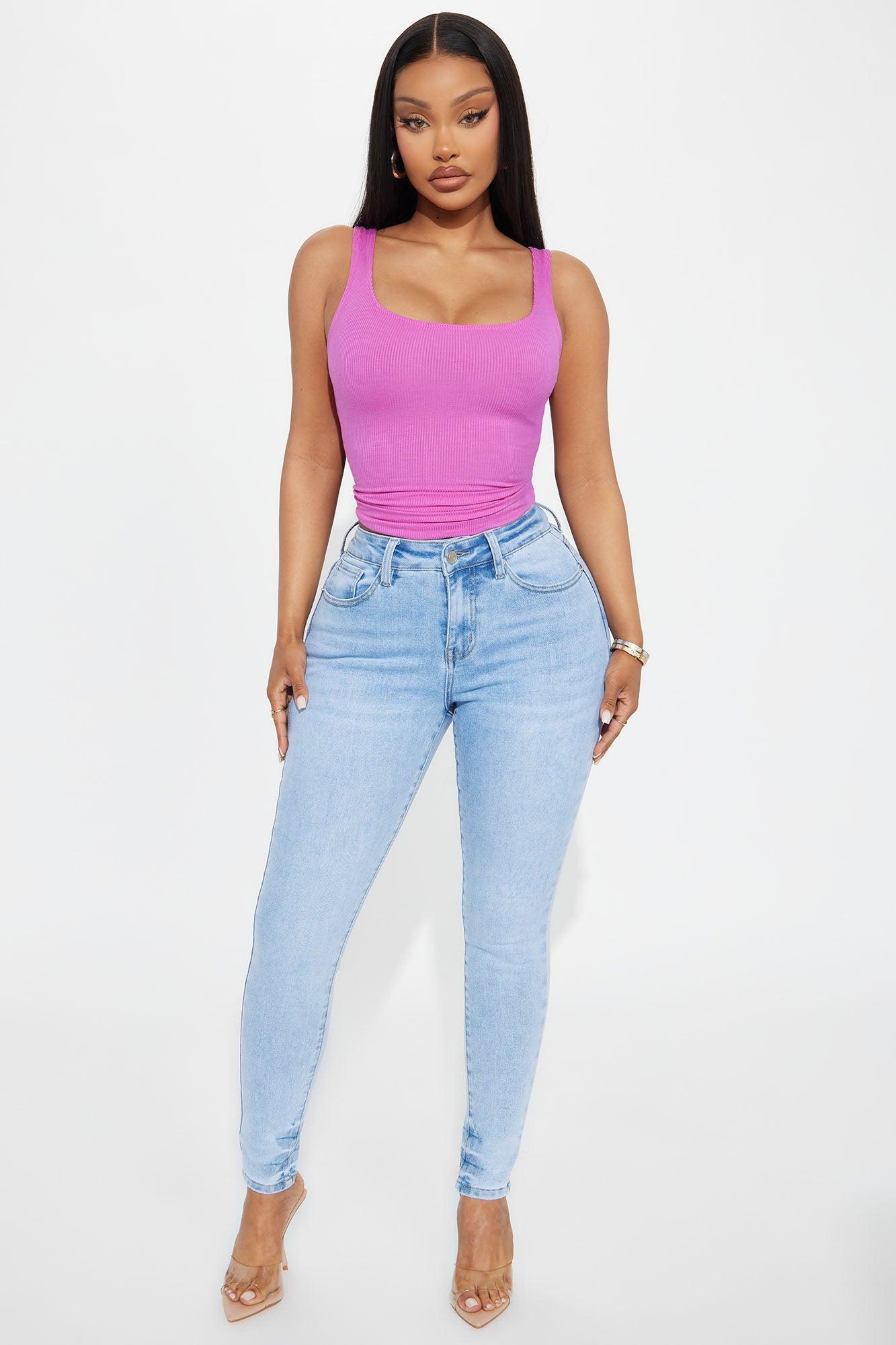 Madison Basic Square Neck Tank Top - Raspberry Product Image