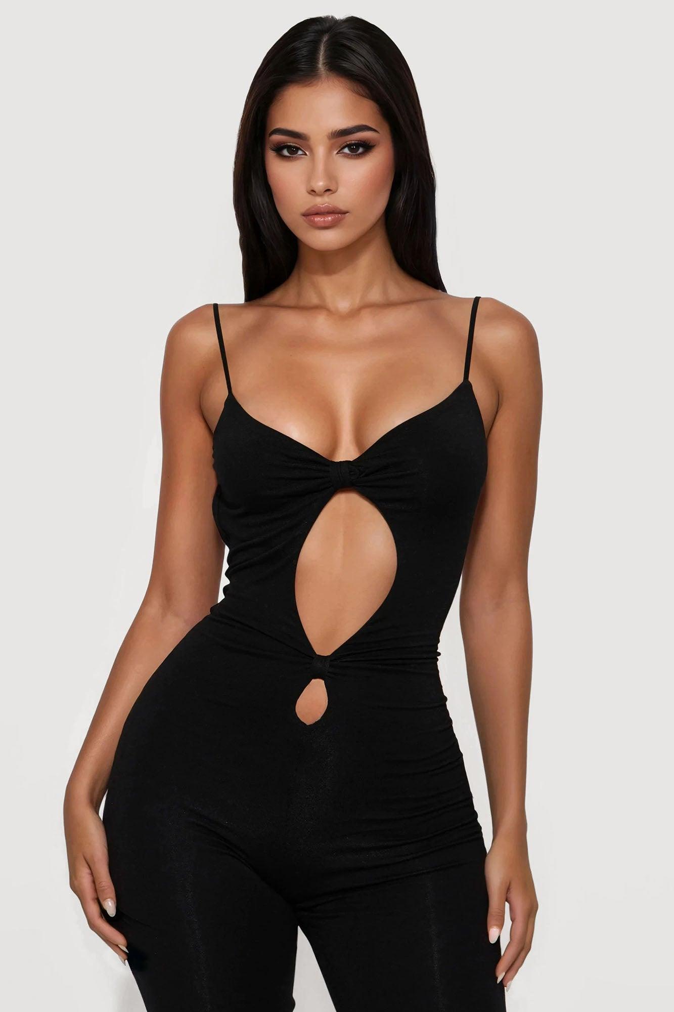 Brianna Double Lined Backless Jumpsuit - Black Product Image