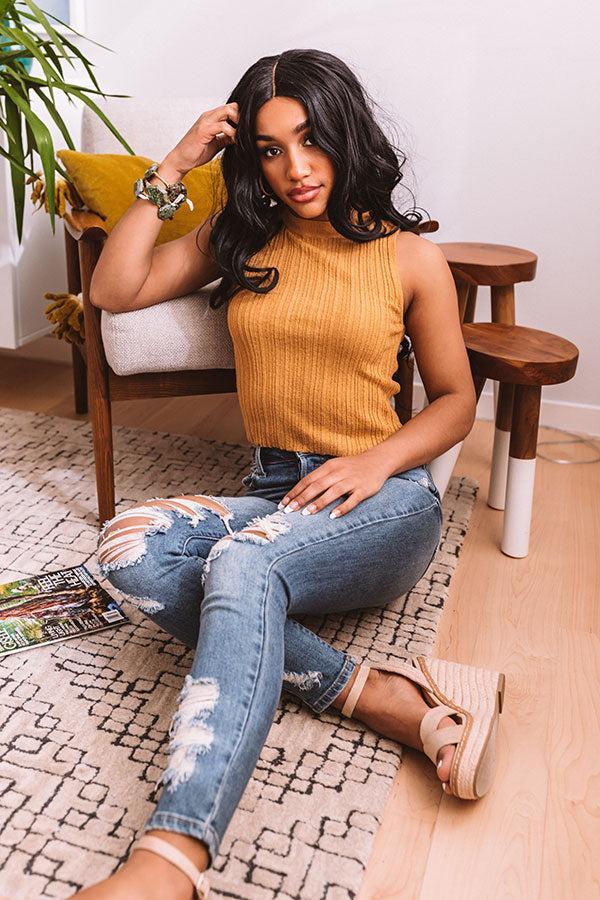 Summer Air Knit Tank In Camel Product Image