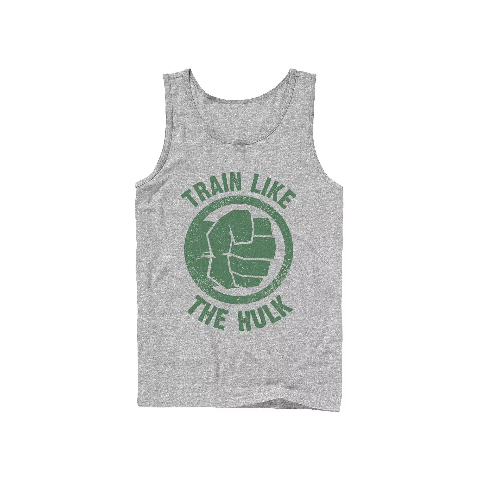 Mens Marvel Train Like The Hulk Icon Logo Tank Top, Boys Athletic Grey Product Image
