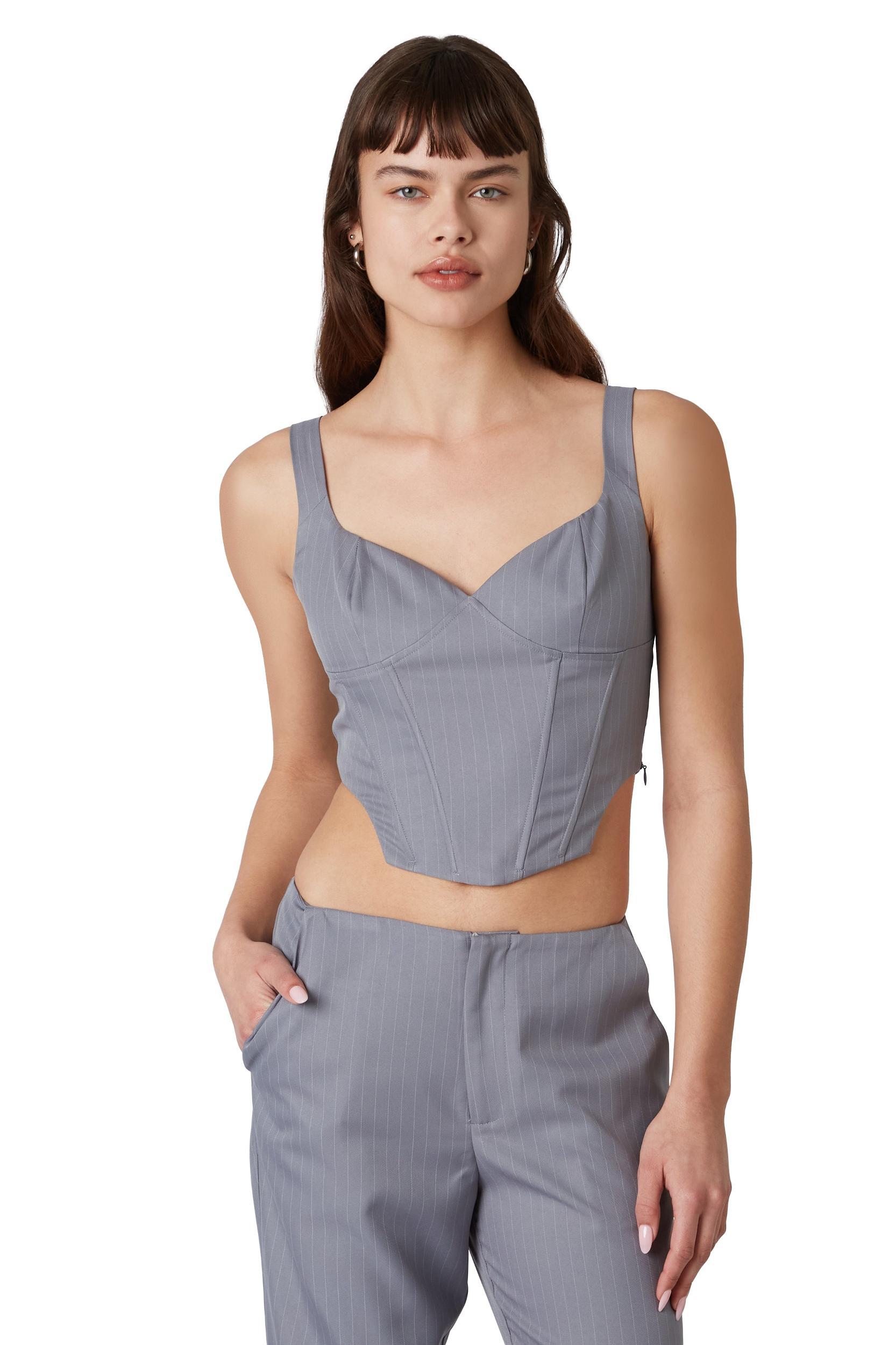 FINAL SALE Noa Pin Stripe Corset | Gray Product Image