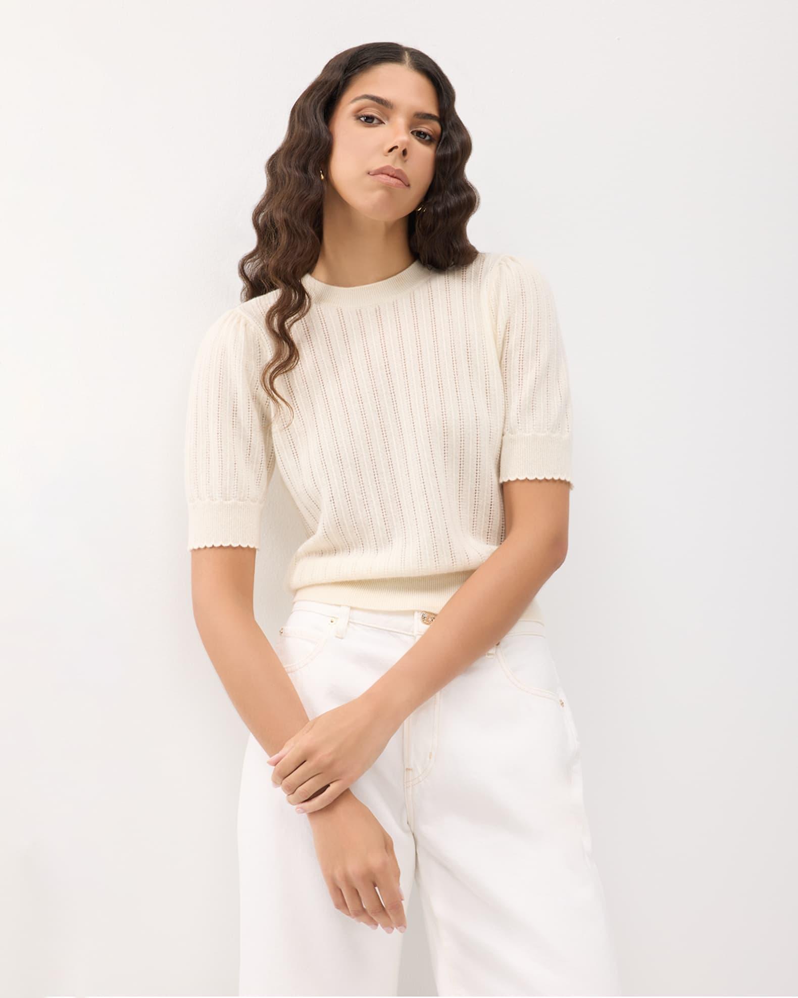 The Ladder Pointelle Cashmere Sweater Product Image