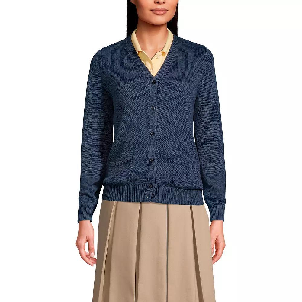 Women's Lands' End School Uniform Button Front V-Neck Cardigan Sweater, Size: Medium, Red Product Image
