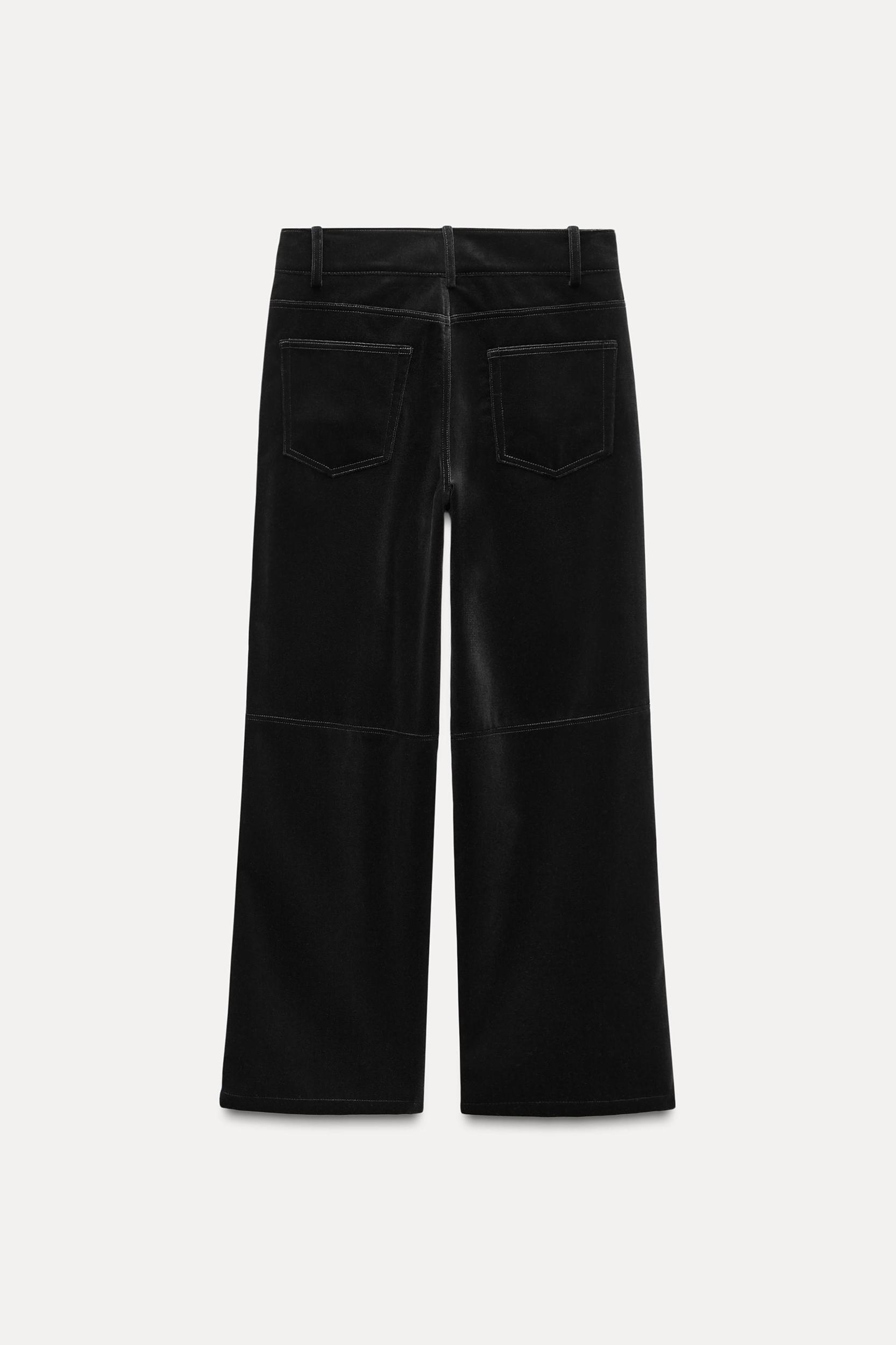 STRAIGHT LEG VELVET PANTS ZW COLLECTION Product Image