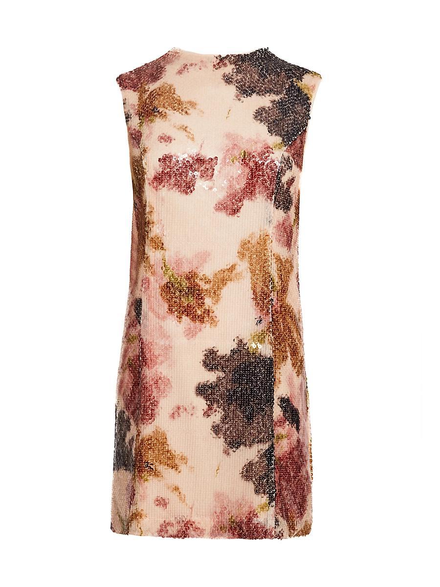Womens Sequined Floral Shift Dress Product Image