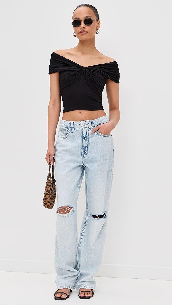 Good American Stretch  Jersey Twist Off Top | Shopbop Product Image