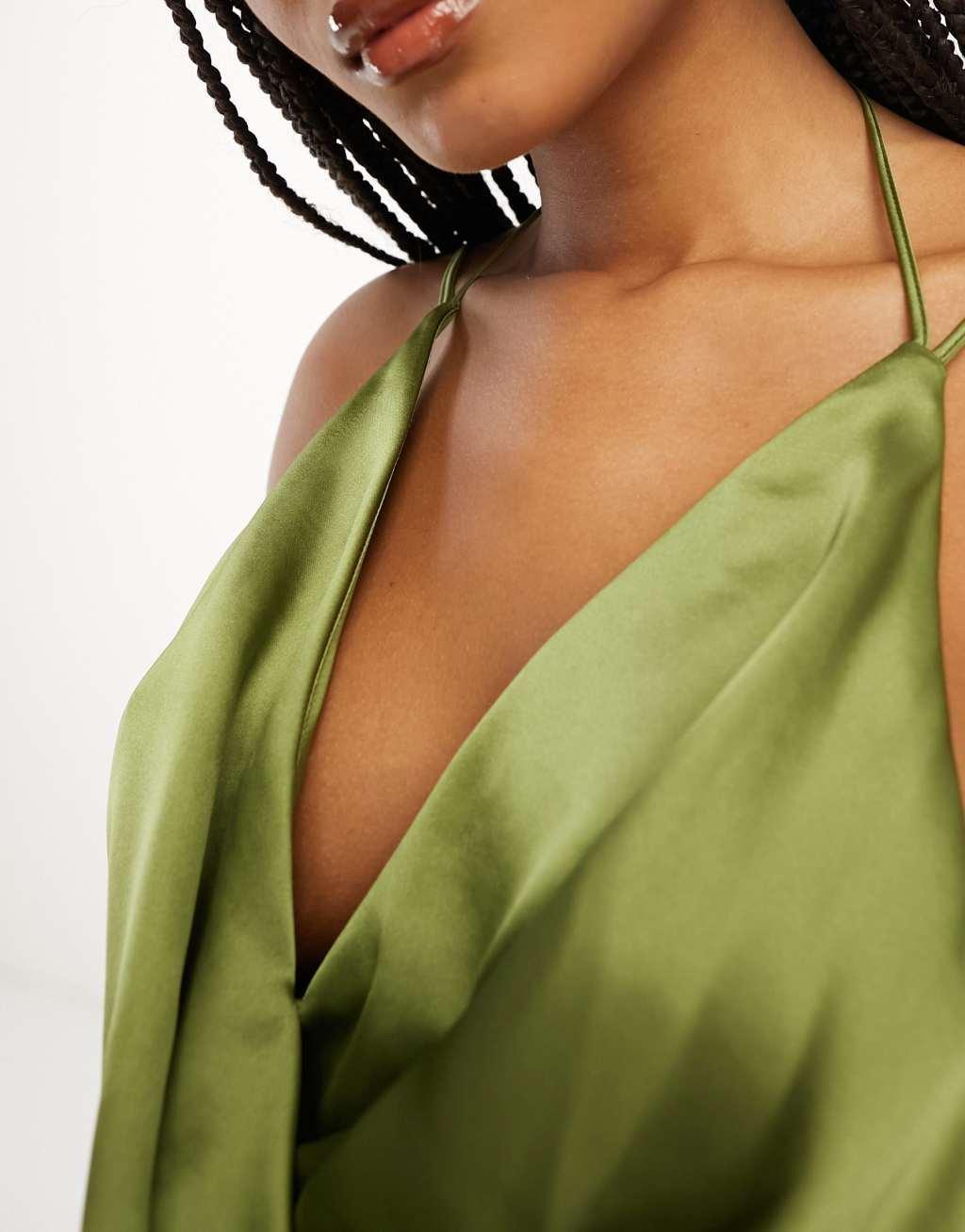 ASOS EDITION satin strappy back drape cami midi dress Product Image
