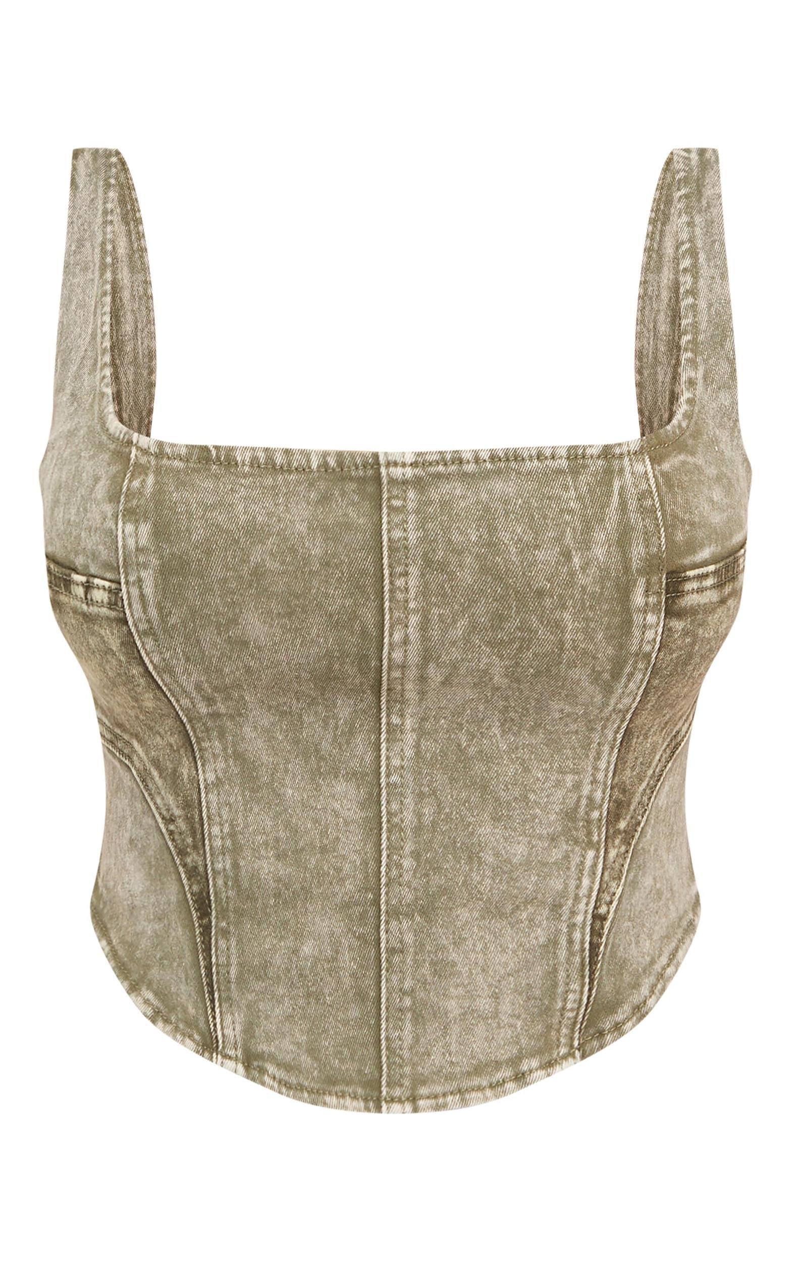 Shape Olive Washed Denim Corset Product Image