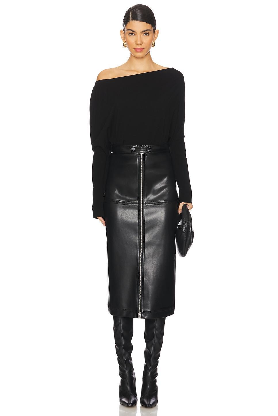 Bianca Faux Leather Midi Skirt SIMKHAI Product Image