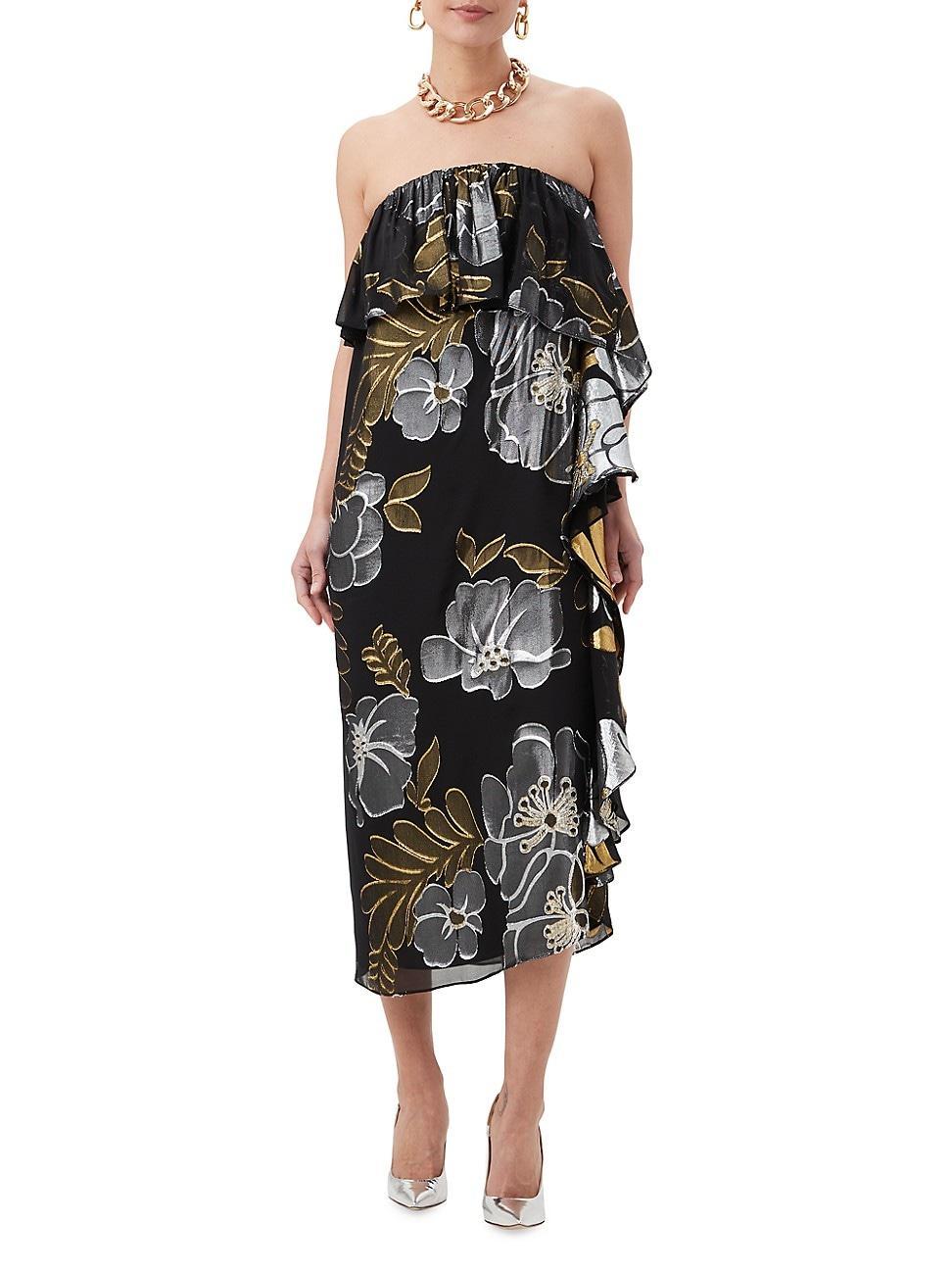 Womens Itsuki Metallic Floral Strapless Midi-Dress Product Image