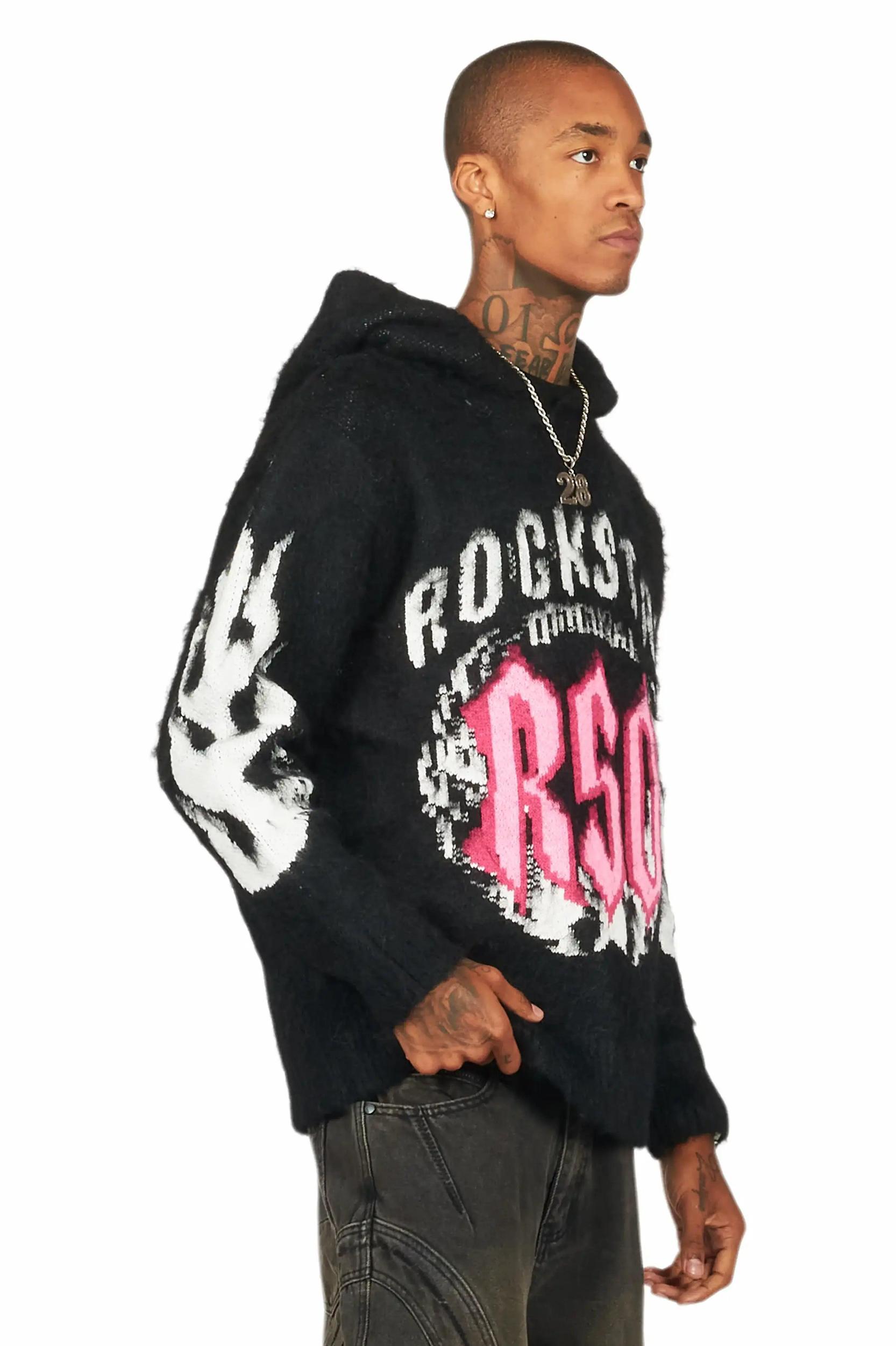 Boaz Black Graphic Mohair Hoodie Male Product Image