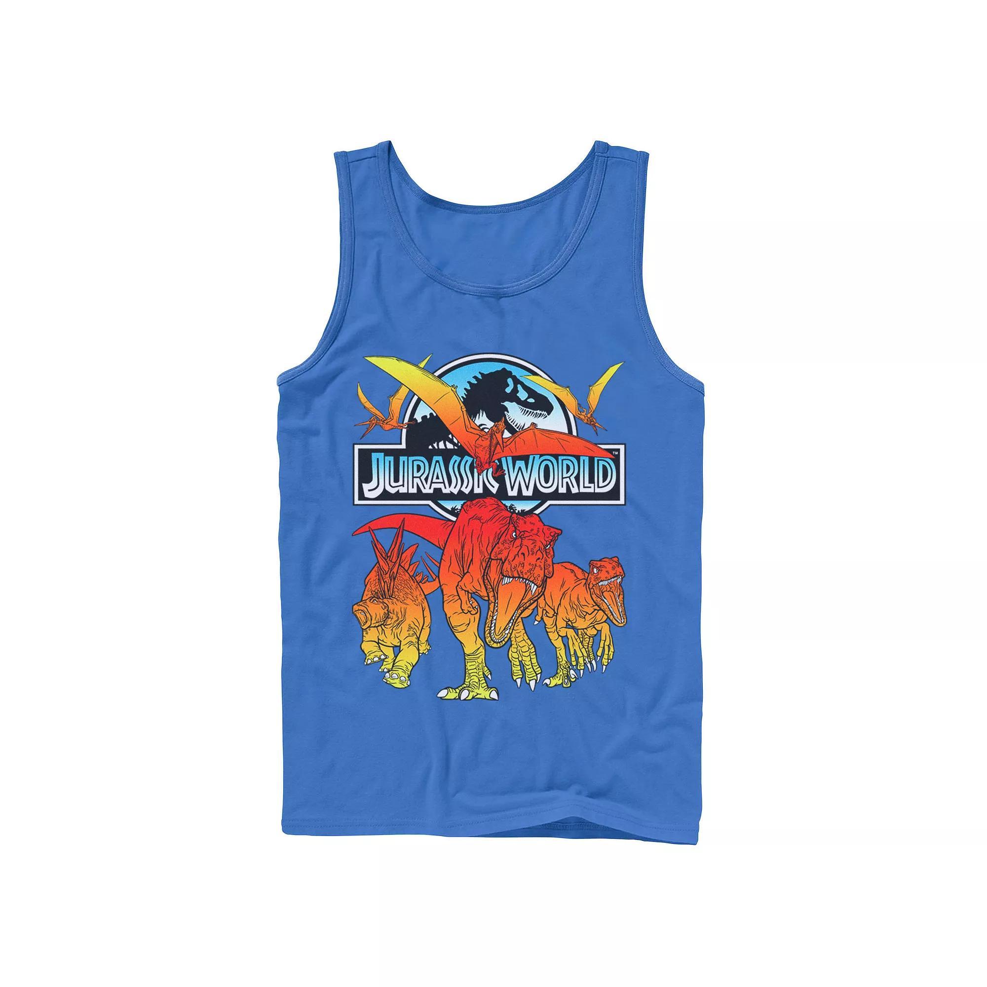 Men's Jurassic World Two Dino Charging Comic Pop Tank Top, Size: Large, Athletic Grey Product Image