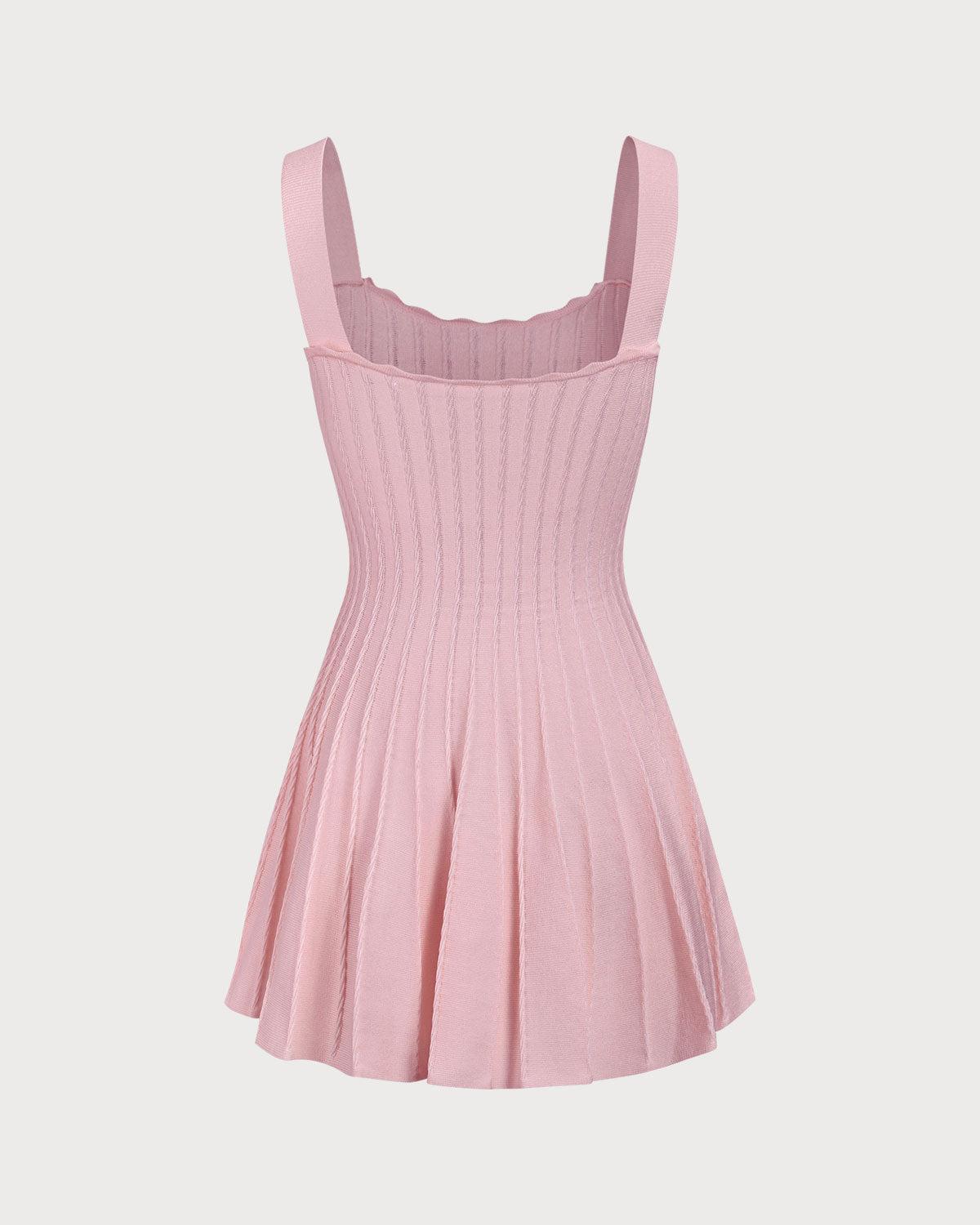 Pink Knitted Slip Sweater Dress Product Image