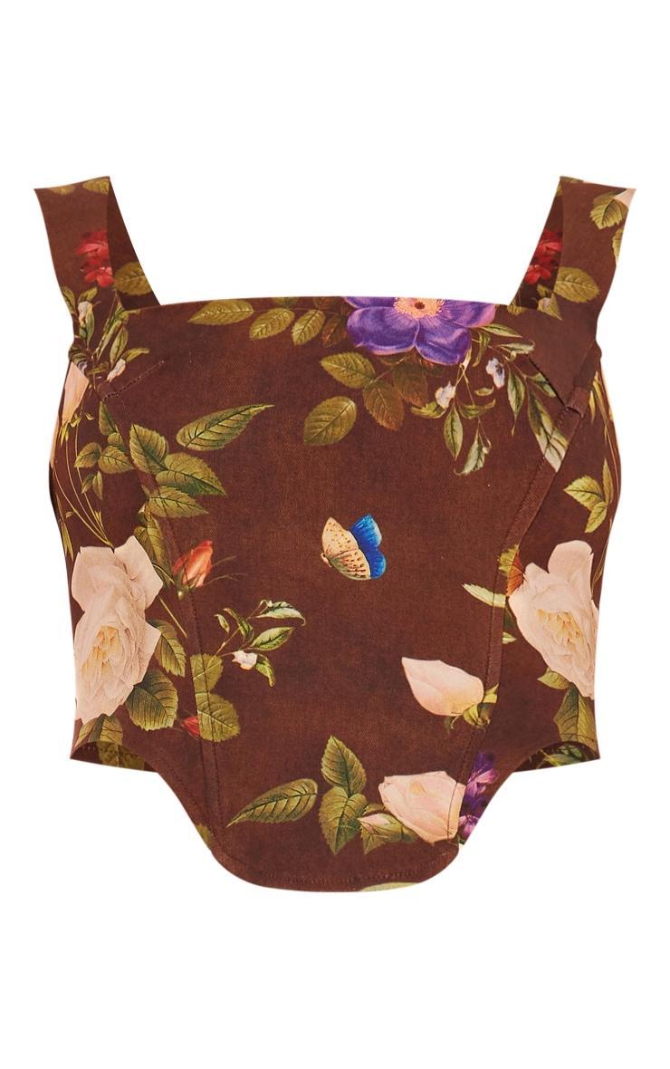 Brown Floral Print Corset Product Image