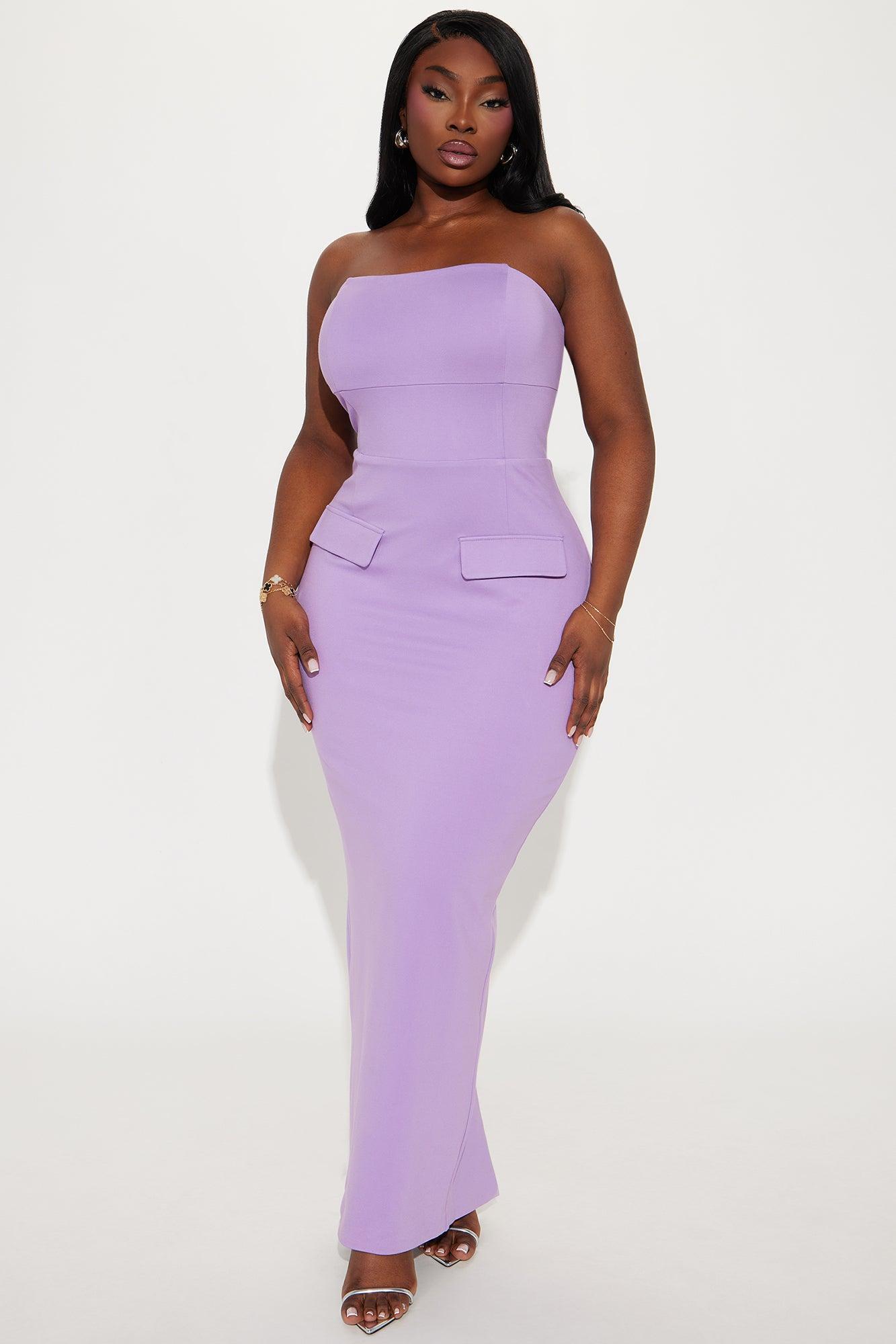 The Mia Strapless Ponte Maxi Dress - Lavender Product Image