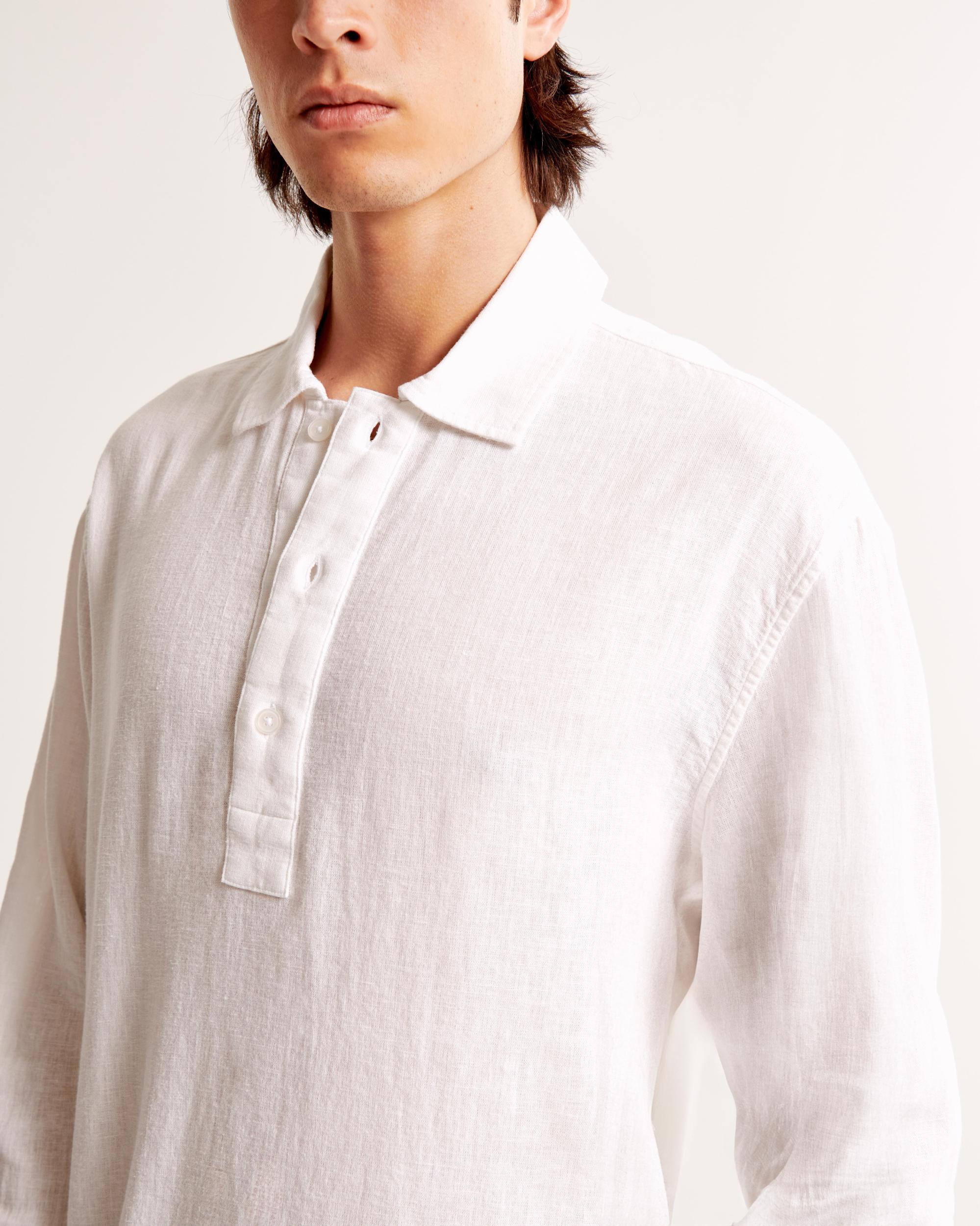 Long-Sleeve Summer Linen-Blend Popover Product Image