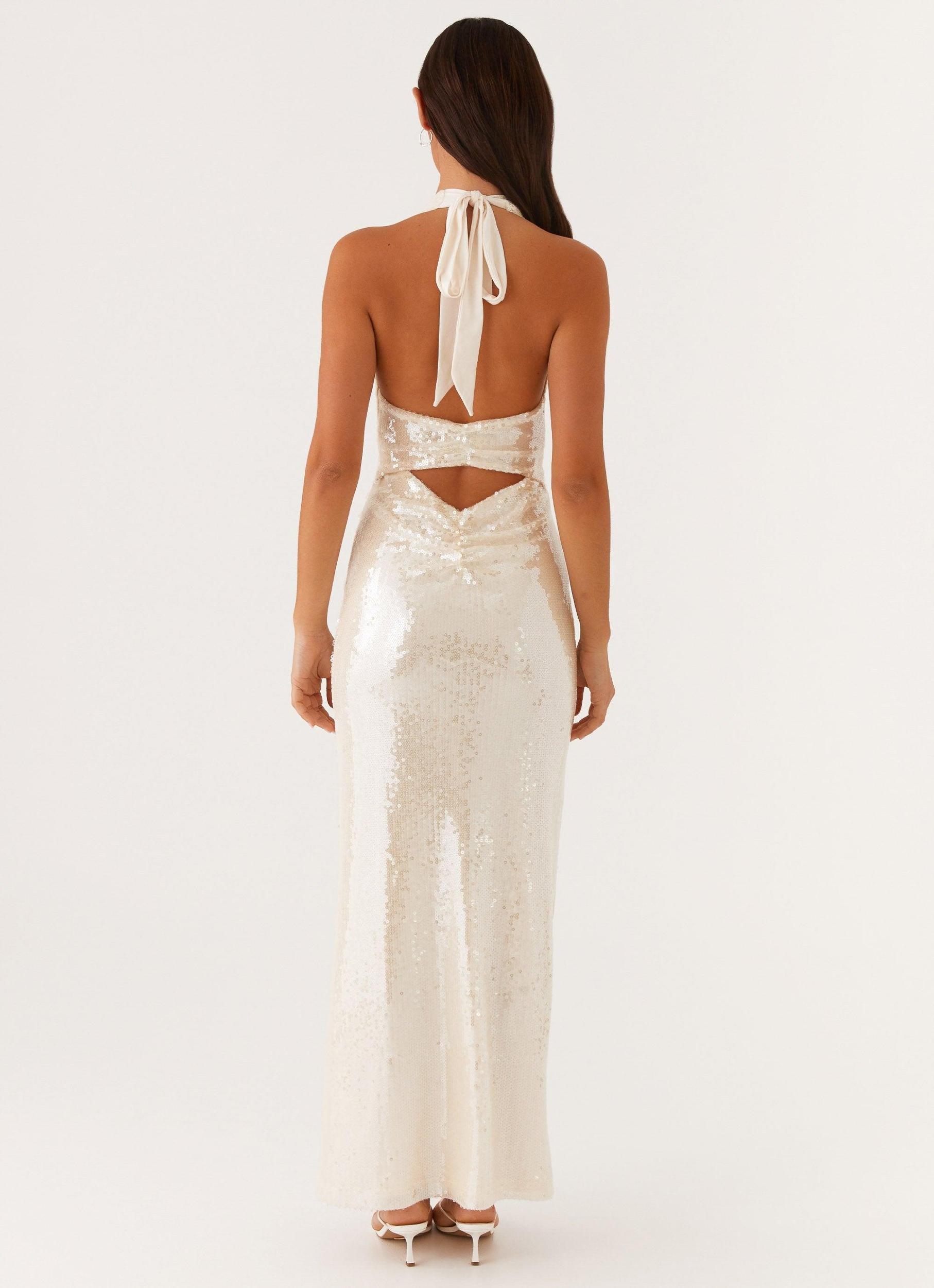 Whisked Away Halterneck Maxi Dress - White Product Image