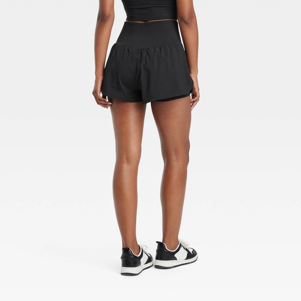 Women's High-Rise Seamless Waistband Woven Shorts 2.5" - JoyLab™ Black XXL Product Image