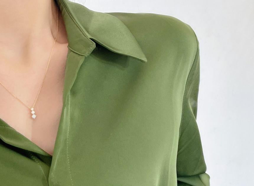Rhinestone Pendant Sterling Silver Necklace Product Image