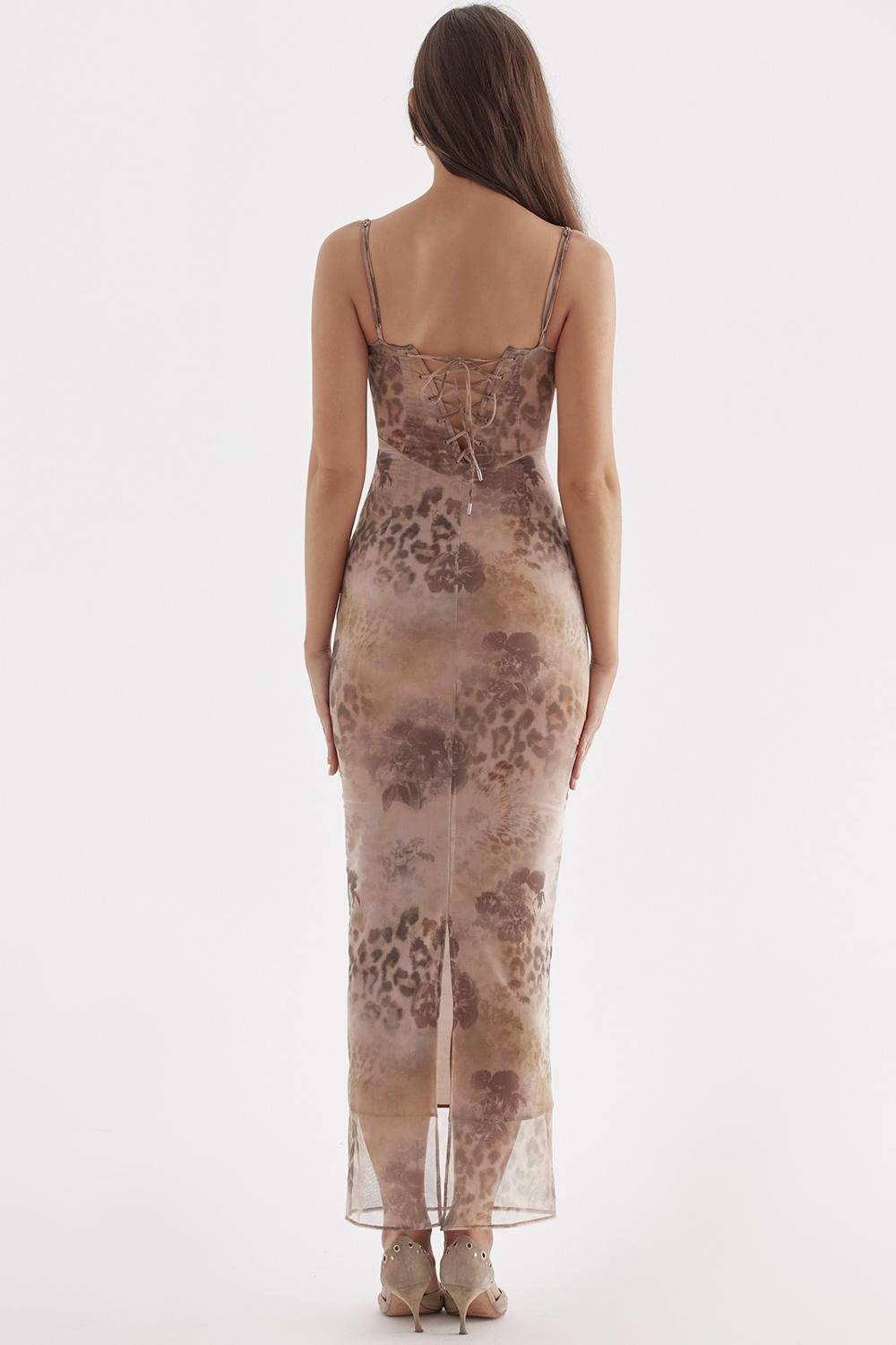 Aiza Cream Floral Print Maxi Dress Product Image