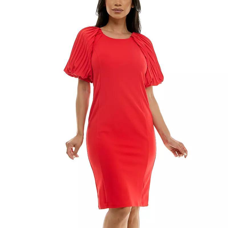 Women's Nina Leonard Pleated Puff Sleeve Dress, Size: Small, Dusty Pink Product Image