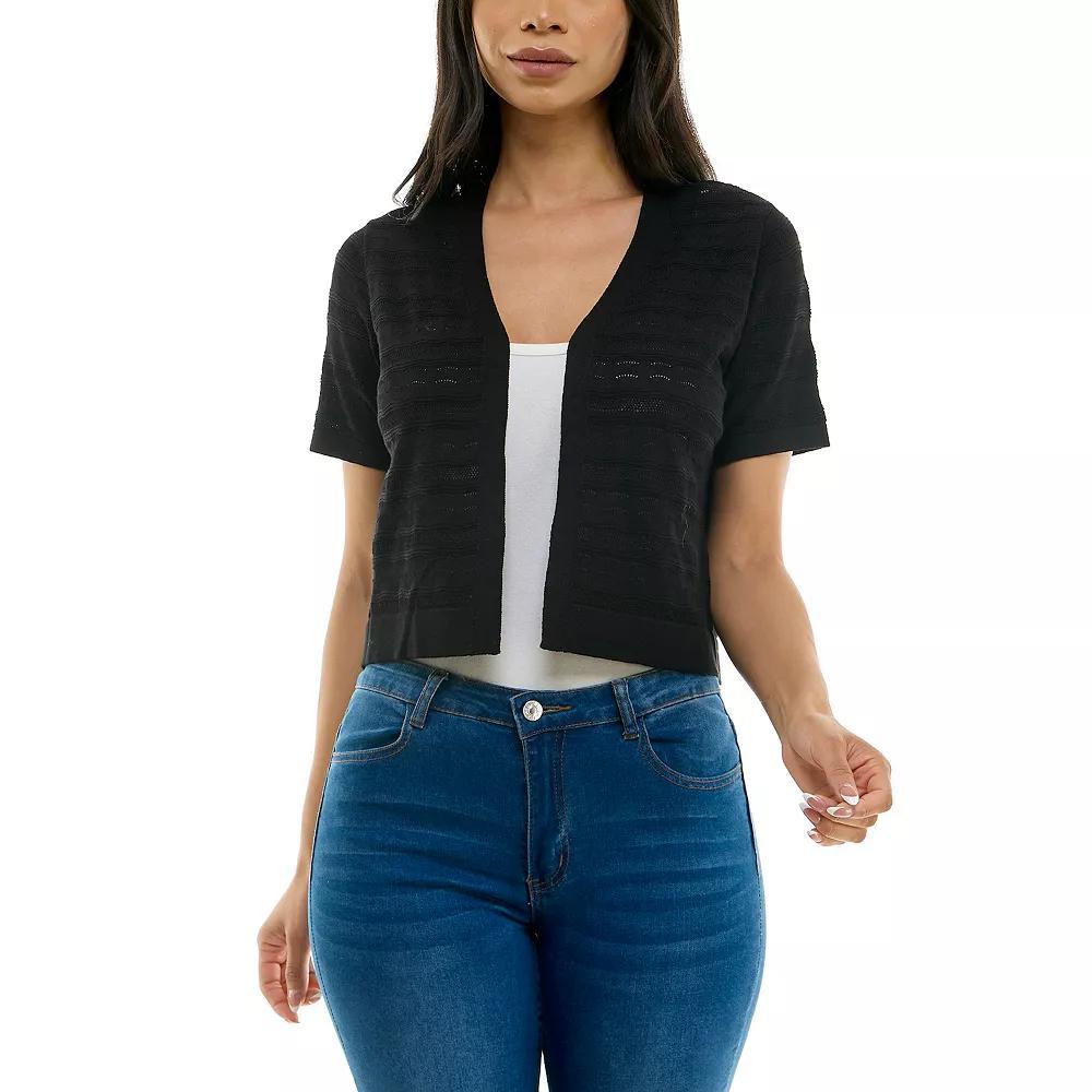 Women's Nina Leonard Novelty Stitch Bolero Jacket, Size: Large, Black Product Image