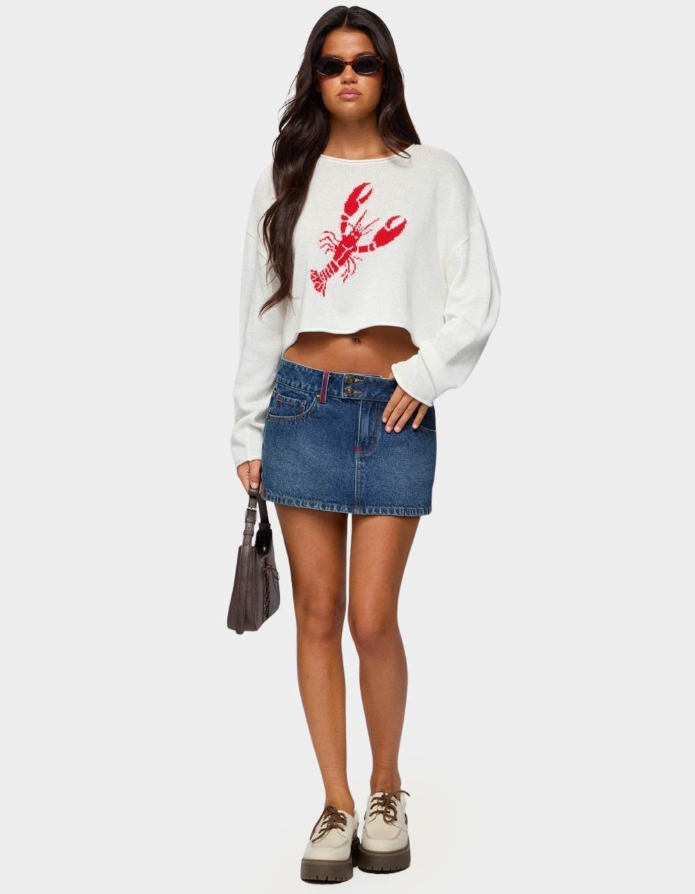 EDIKTED Lobster Babe Oversized Knit Top - WHITE Product Image