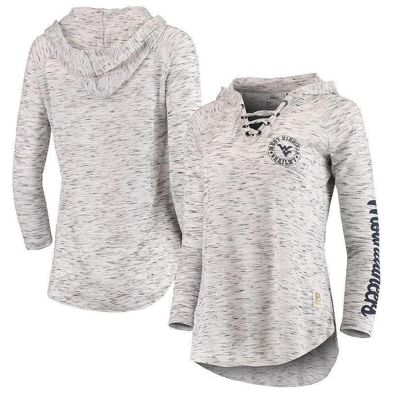 Women's Pressbox Gray West Virginia Mountaineers Space Dye Lace-Up V-Neck Long Sleeve T-Shirt, Size: Medium, Grey Product Image