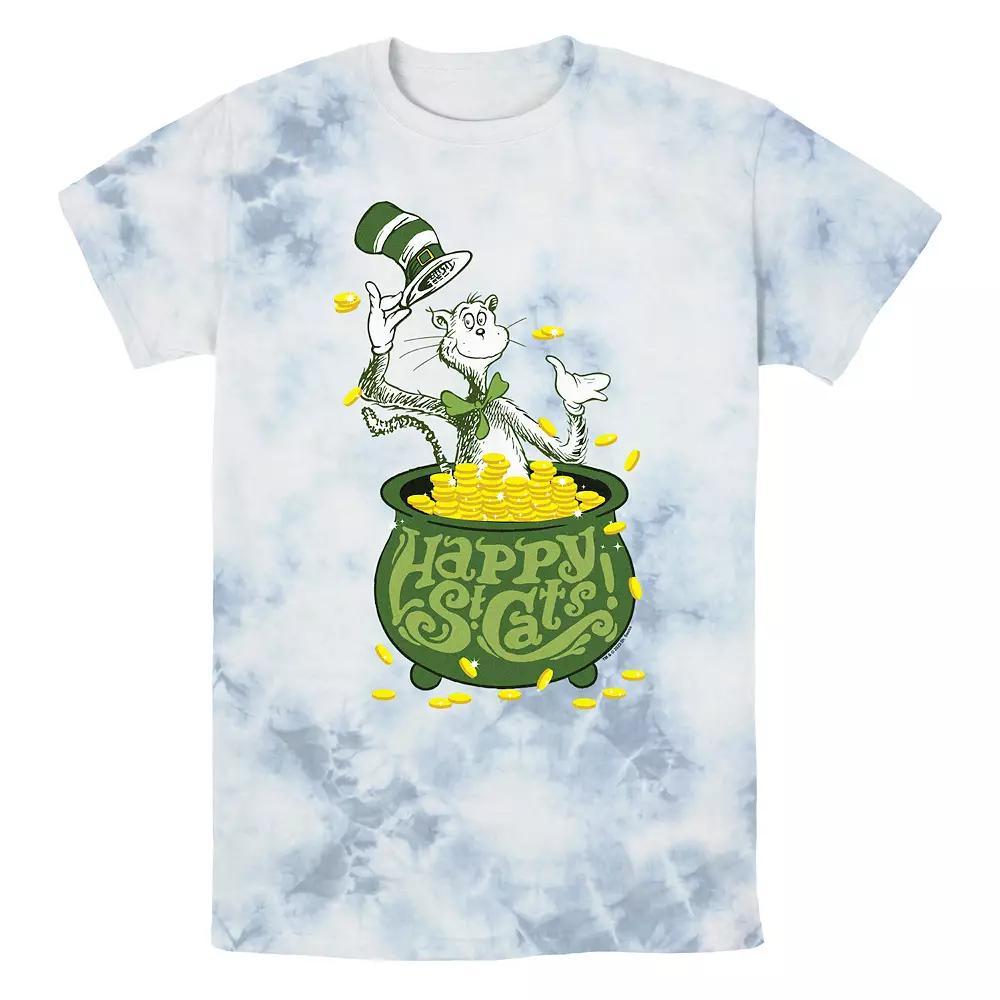Men's Dr. Seuss Happy St. Cats Bombard Wash Graphic Tee, Size: Large, White Blue Product Image