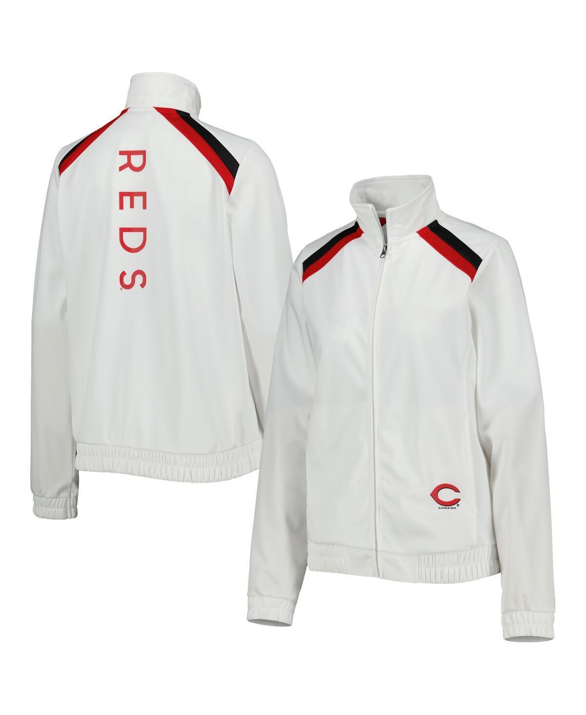 Women's G-III 4Her by Carl Banks White Cincinnati Reds Red Flag Full-Zip Track Jacket, Size: 2XL, Red White Product Image