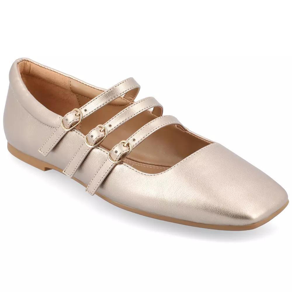 Journee Darlin Women's Tru Comfort Foam Multi Strap Square Toe Flats, Size: 8.5 Wide, Gold Product Image