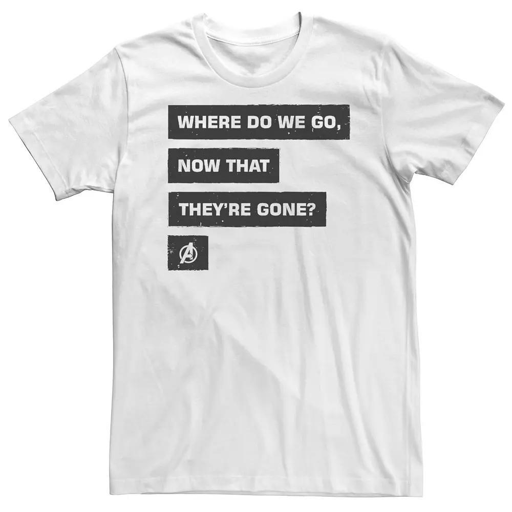 Big & Tall Marvel Avengers Endgame Where Do We Go Quote Tee, Men's, Size: XL Tall, White Product Image