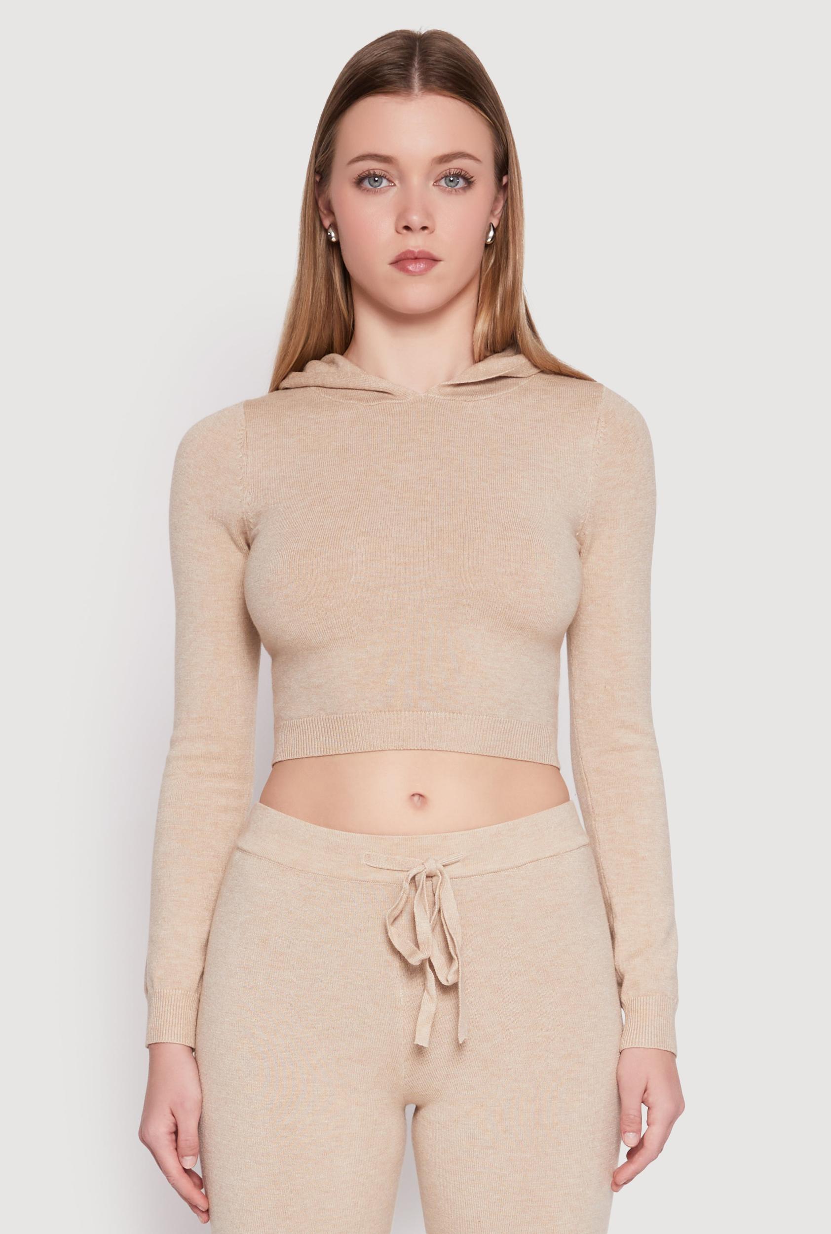 Womens Daisy Cropped Hooded Pullover Sweater Product Image