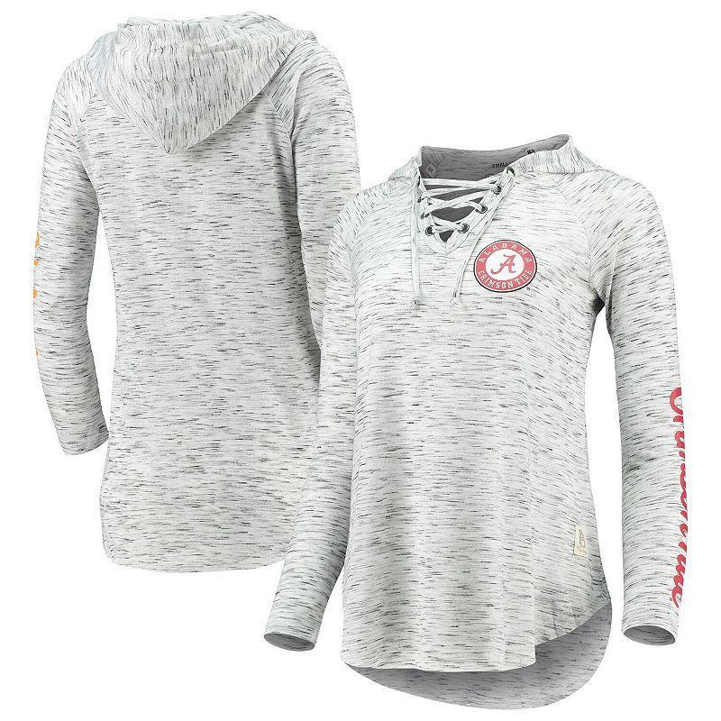 Women's Pressbox Gray Alabama Crimson Tide Space Dye Lace-Up V-Neck Long Sleeve T-Shirt, Size: Small, Grey Product Image