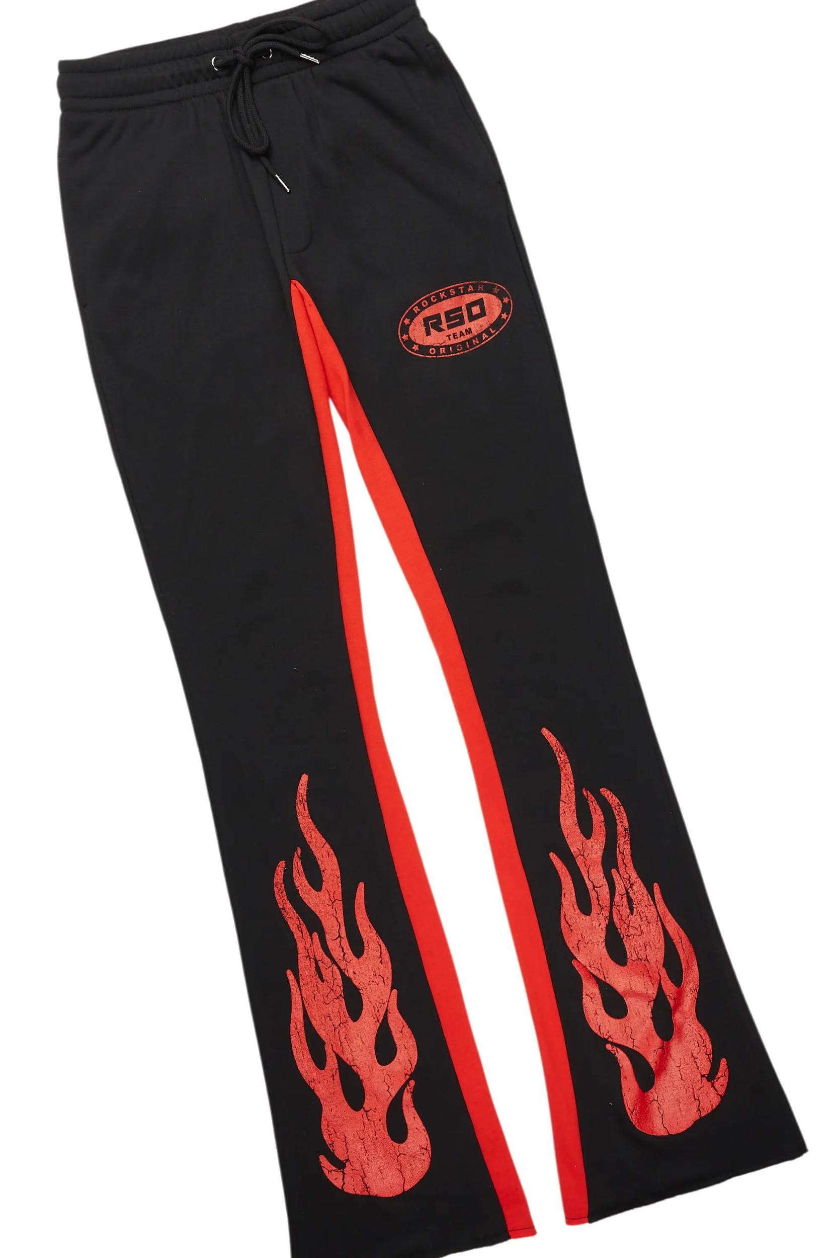 Amos Black/Red Hoodie/Baggy Track Pant Set Male Product Image