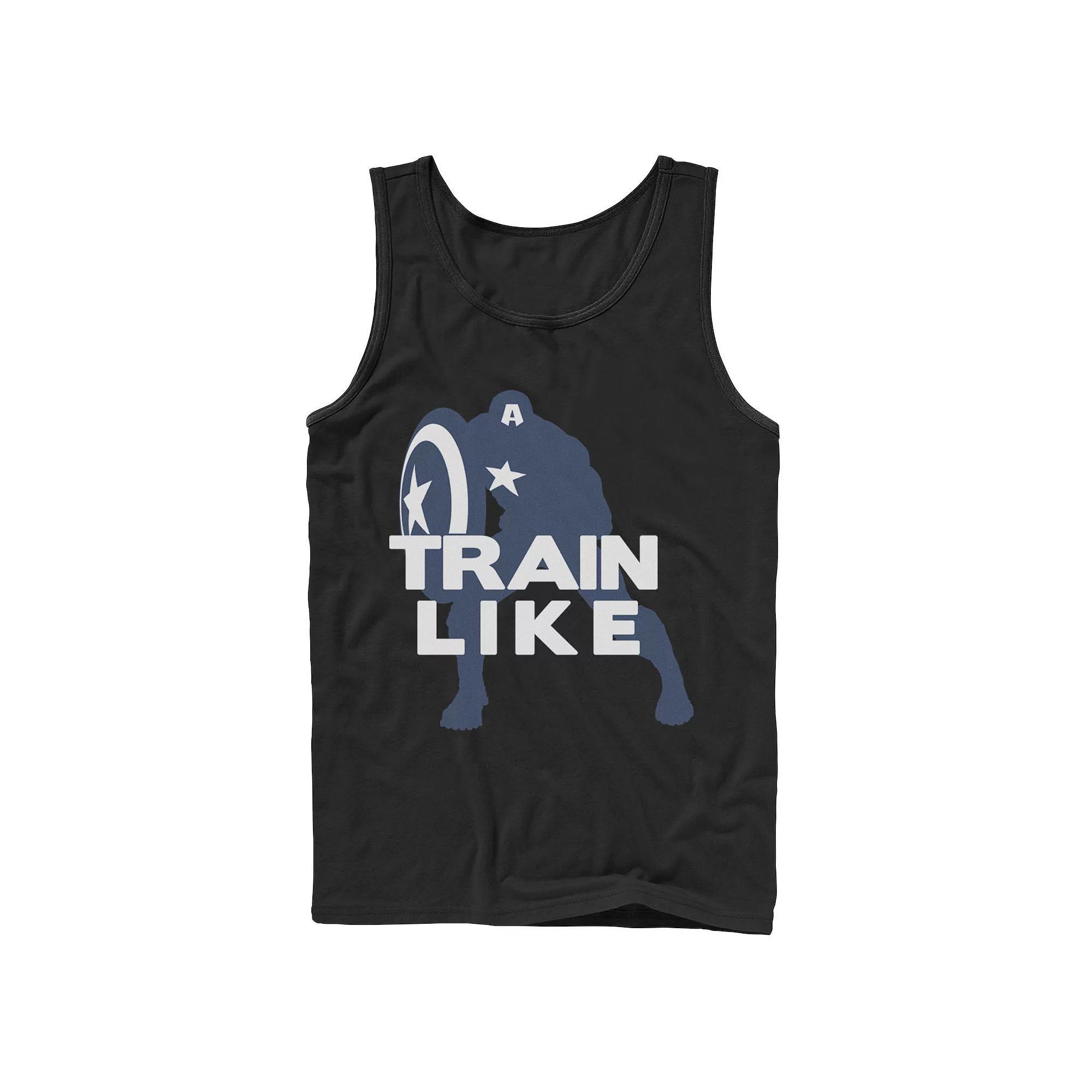 Men's Marvel Train Like Captain America Silhouette Tank Top, Boy's, Size: Large, Black Product Image
