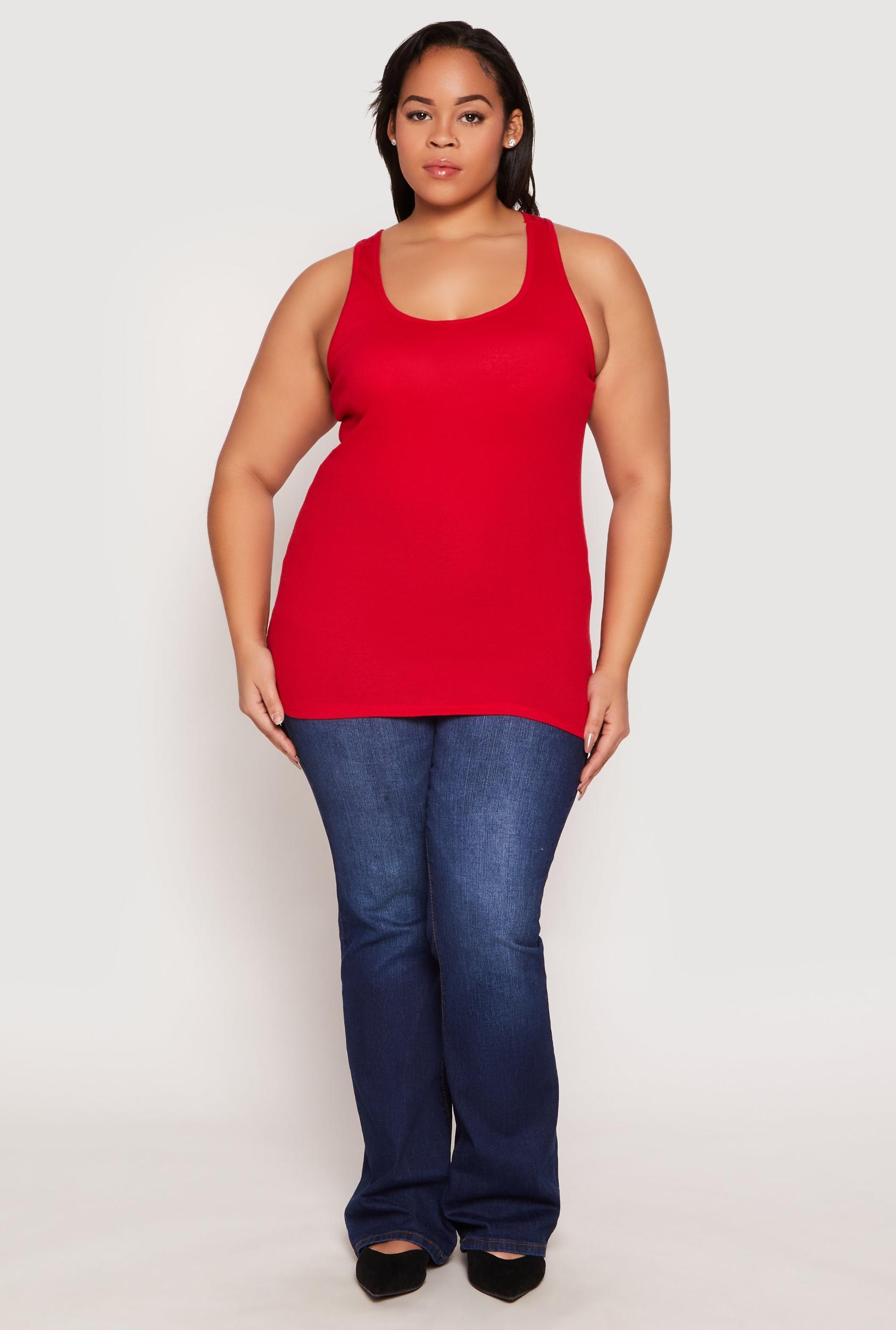 Womens Plus Size Rib Knit Tank Top Product Image
