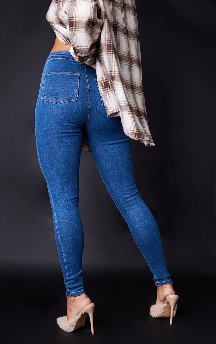 PRETTYLITTLETHING L30 Mid Blue Disco Skinny Jeans Product Image