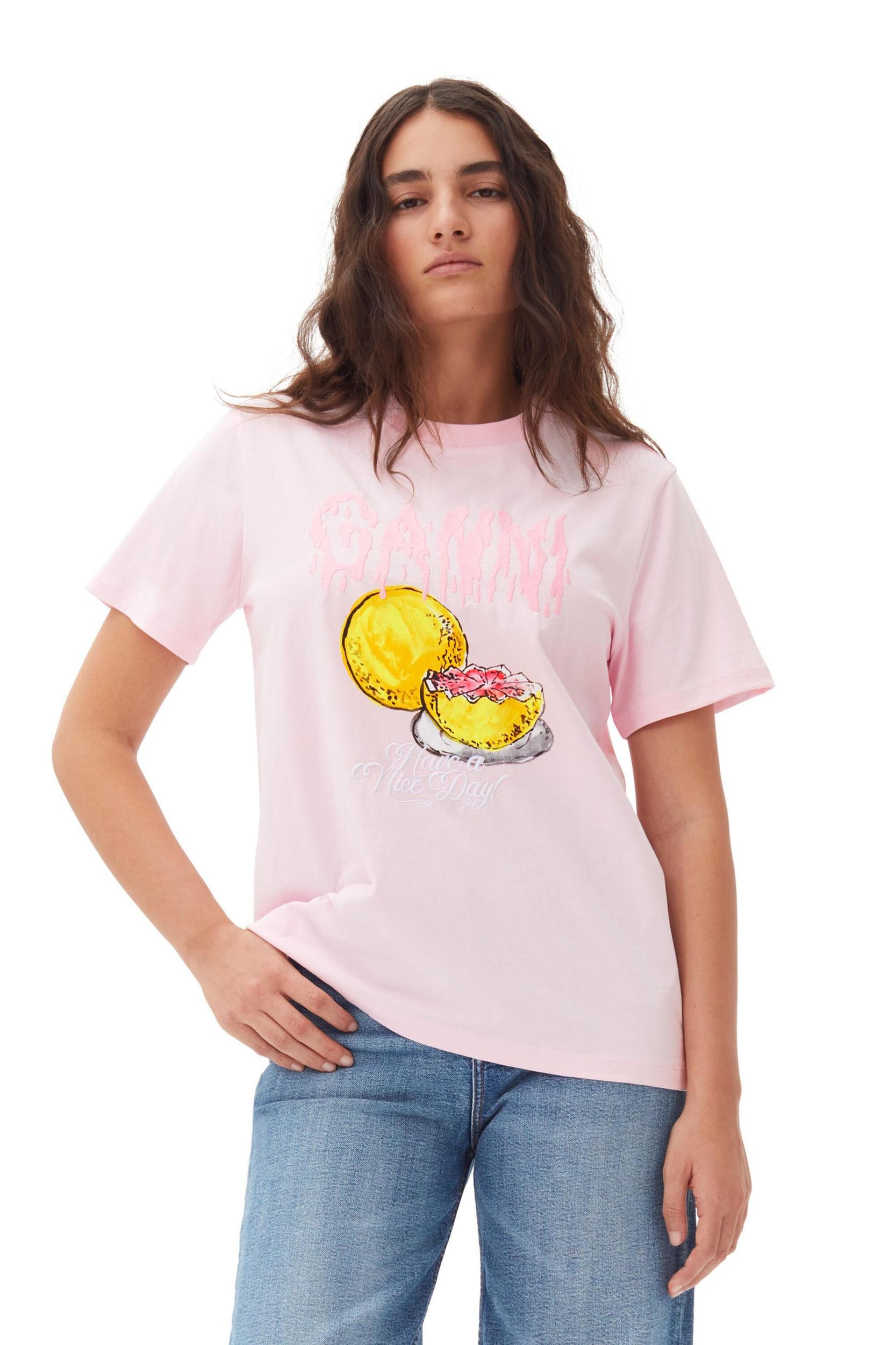 Pink Basic Jersey Grapefruit Relaxed T-shirt Product Image
